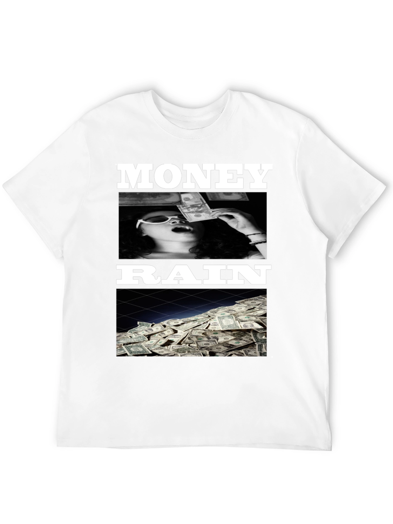 Black Money Rain Graphic Tee - Trendy Black T-Shirt view 12