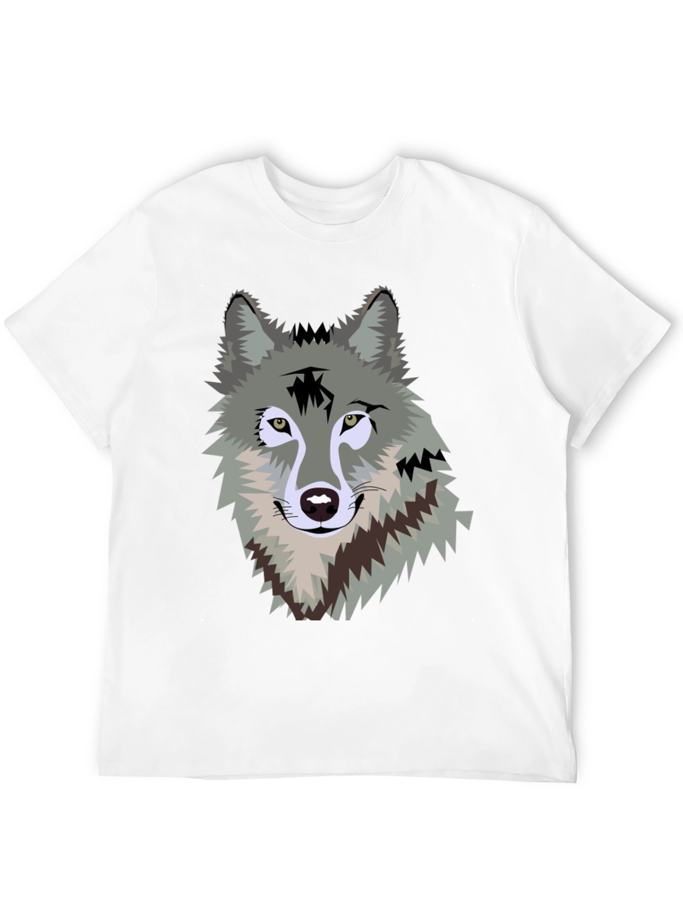 Black Men's Black T-Shirt with Wolf Graphic view 12