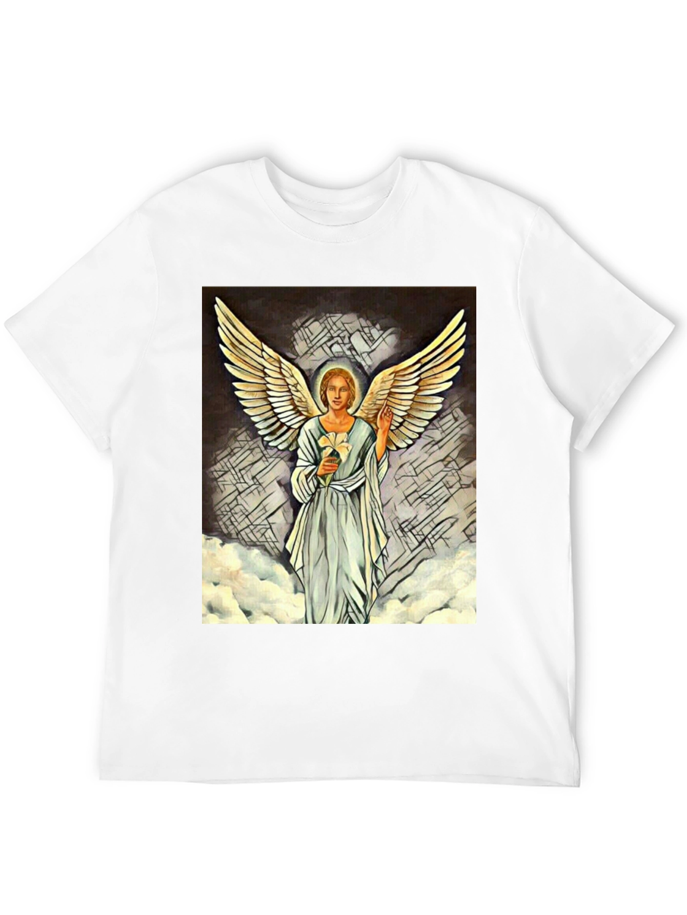 Black Angel Wings Graphic Print Black T-Shirt view 12