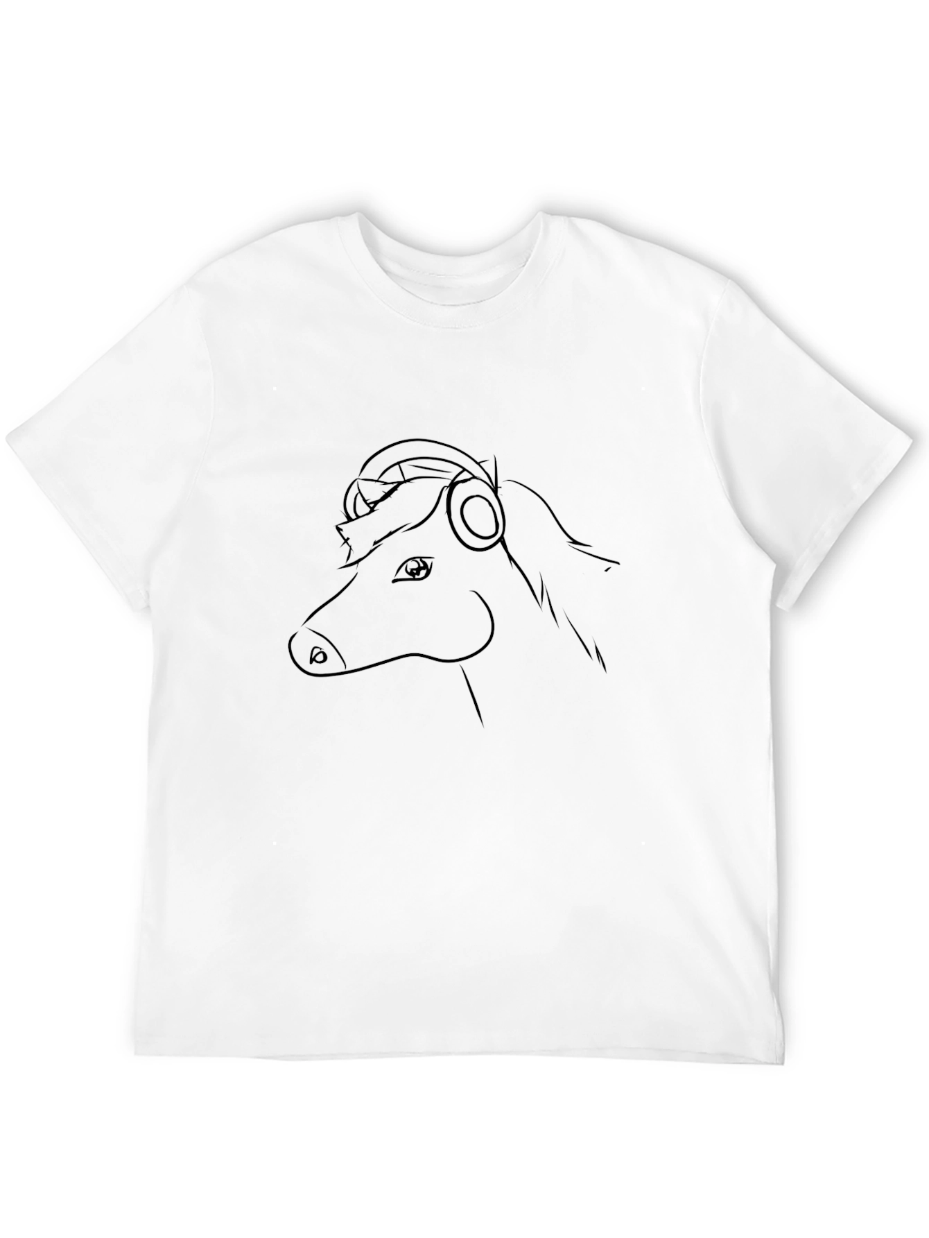 Black Horse with Headphones Graphic Tee - Black view 12
