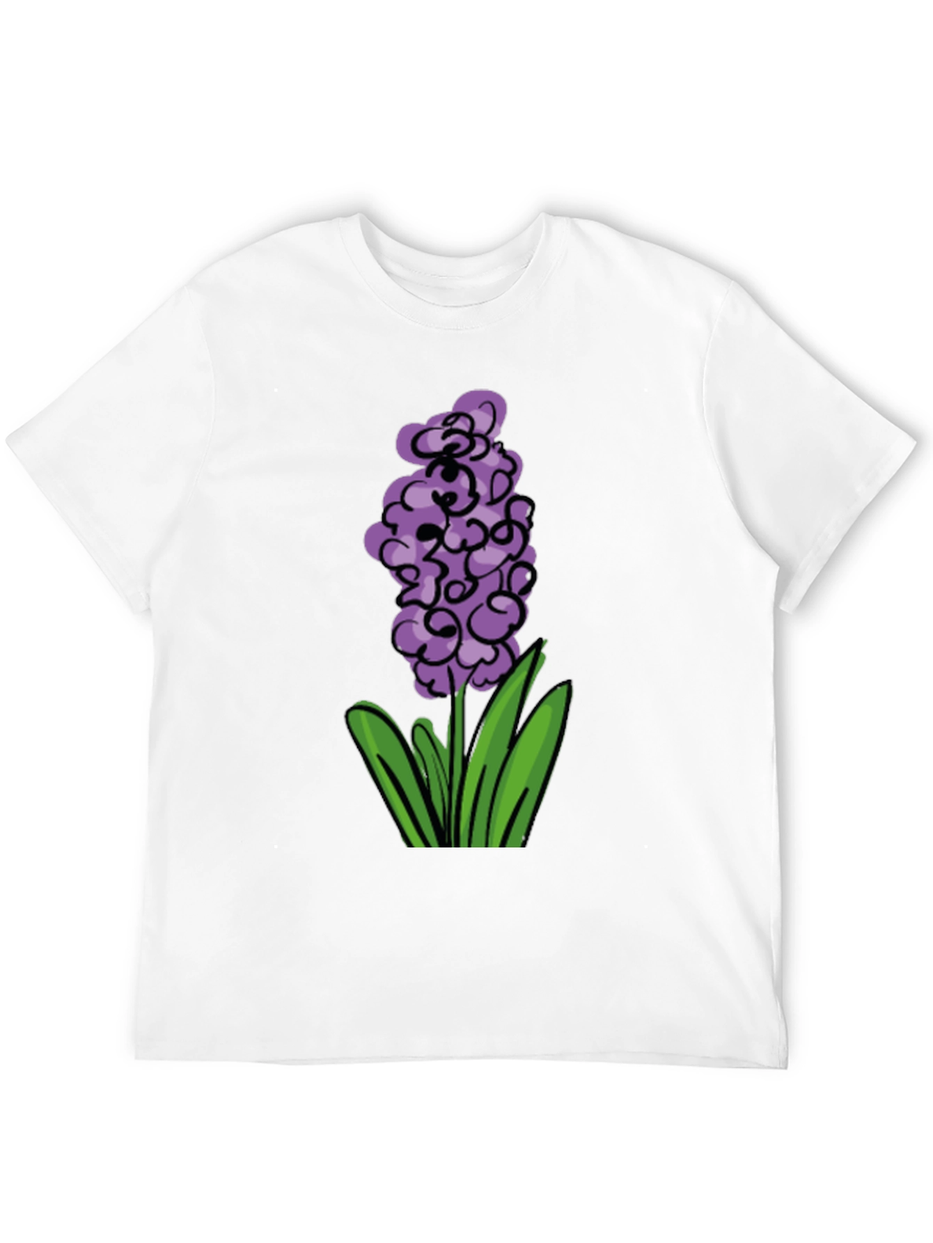 Black Floral Graphic Tee - Purple Hyacinth Design view 12