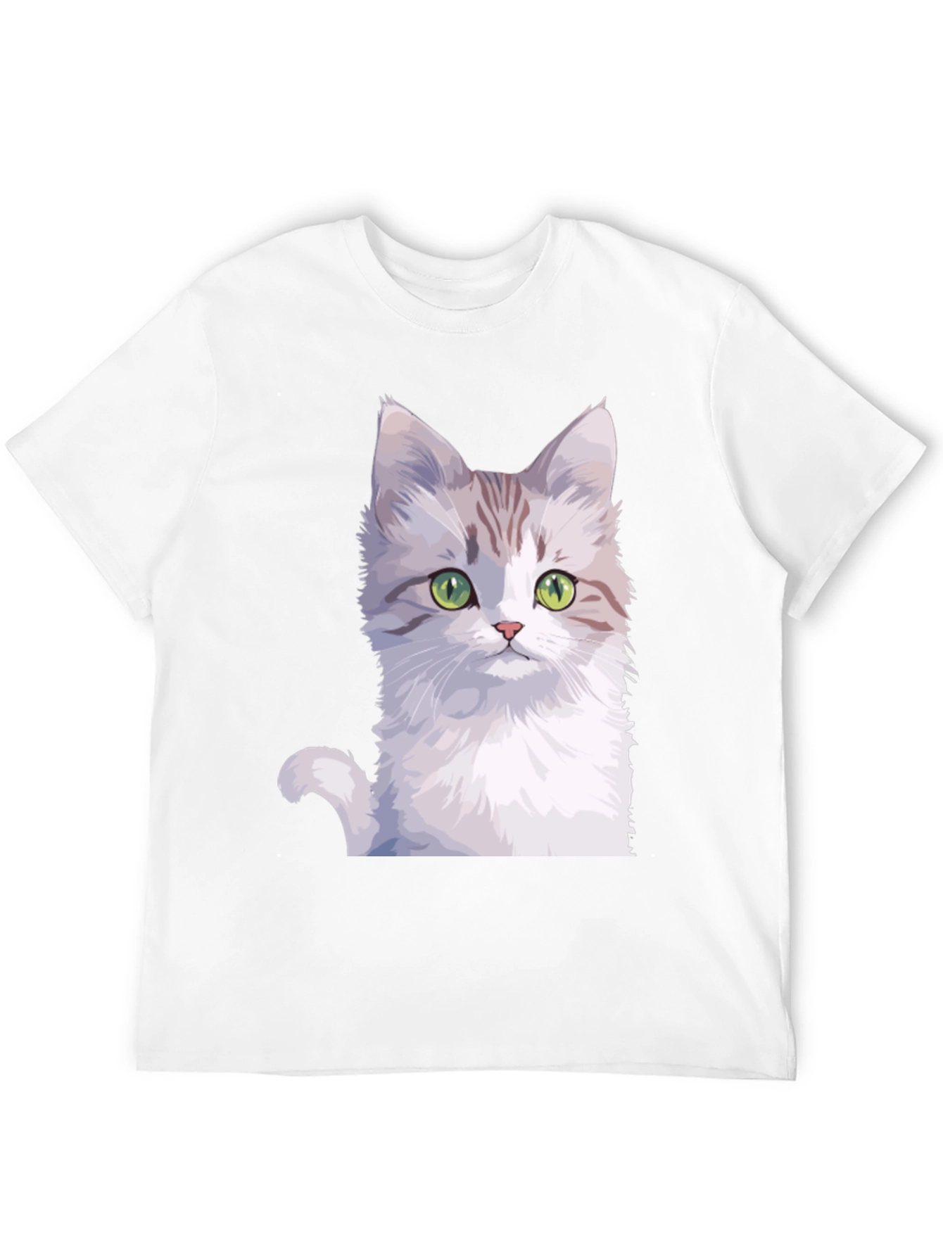 Black Cute Cat Graphic Tee - Black Cotton T-Shirt view 12