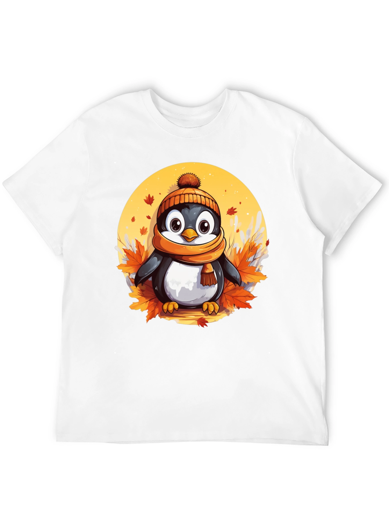 Black Cute Autumn Penguin Graphic Tee view 12