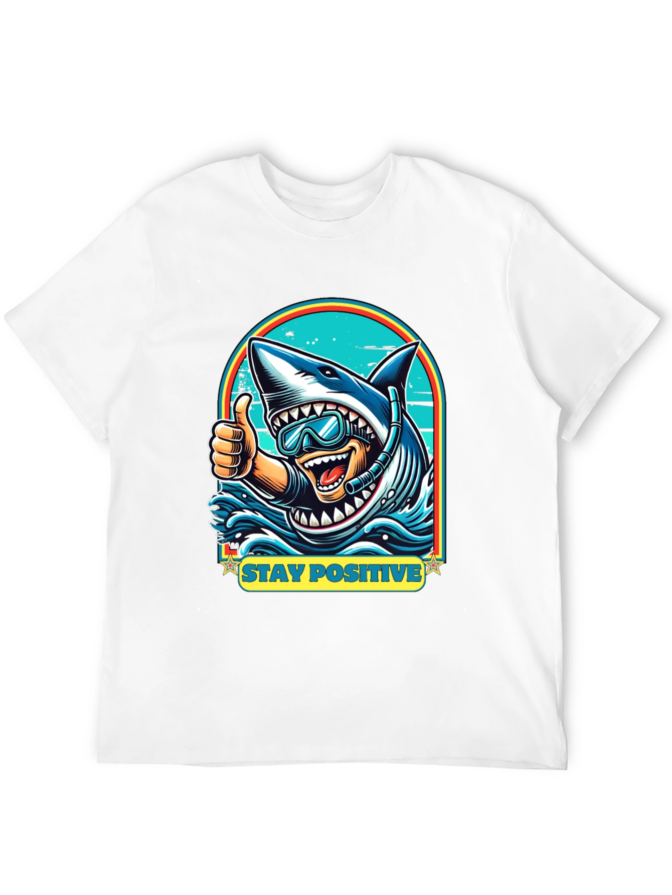 Black Stay Positive Shark Diver Graphic Tee - Black view 12