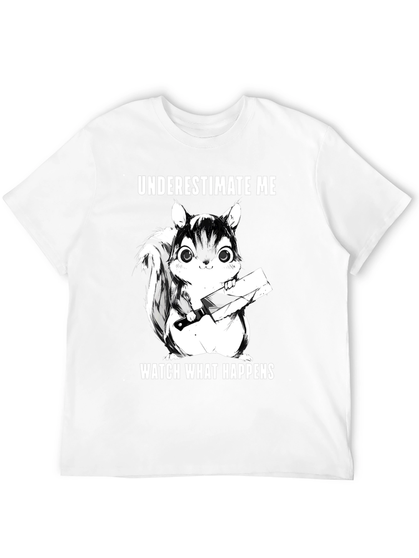 Black Underestimate Me Squirrel T-Shirt - Funny Graphic Tee view 12