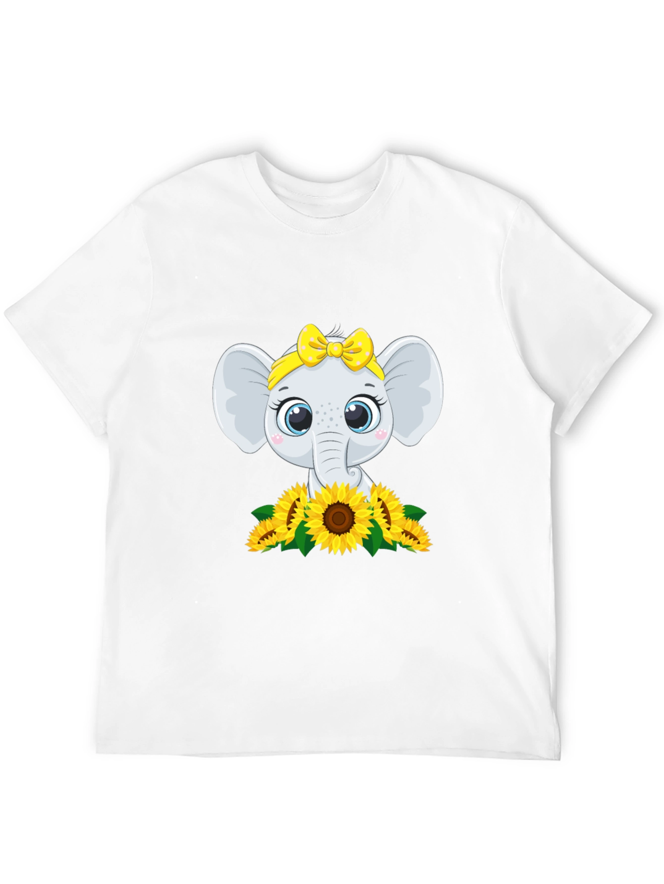 Black Cute Elephant Sunflower Graphic Tee view 12