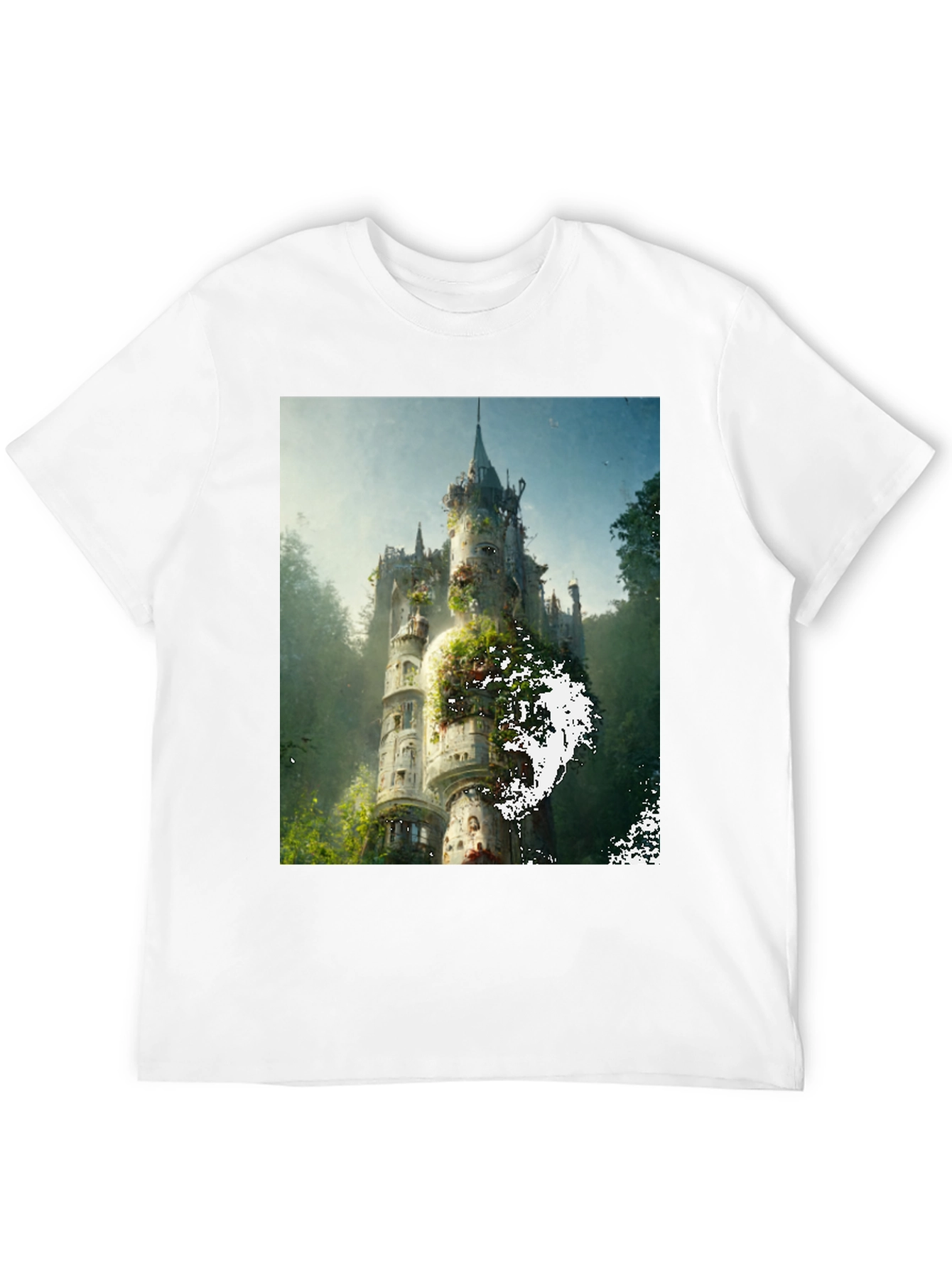 Black Enchanted Castle Graphic Tee - Black Cotton Comfort view 12