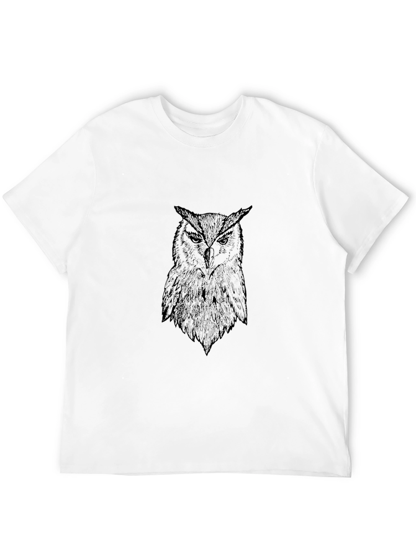 Black Men's Black Owl Graphic Tee - Stylish Bird Print T-Shirt view 12