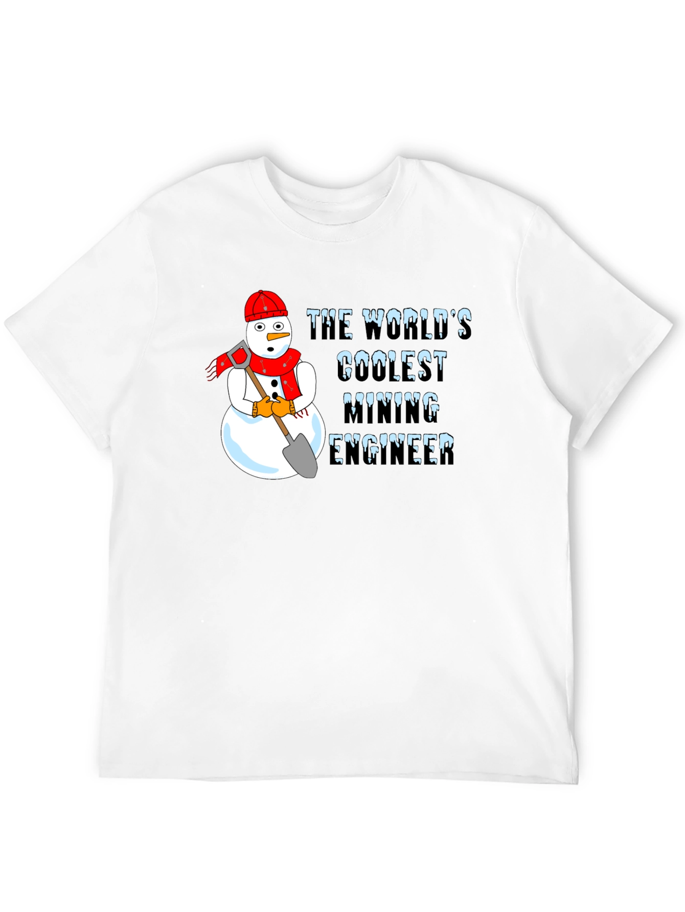 Black Coolest Mining Engineer Snowman Graphic T-Shirt view 12