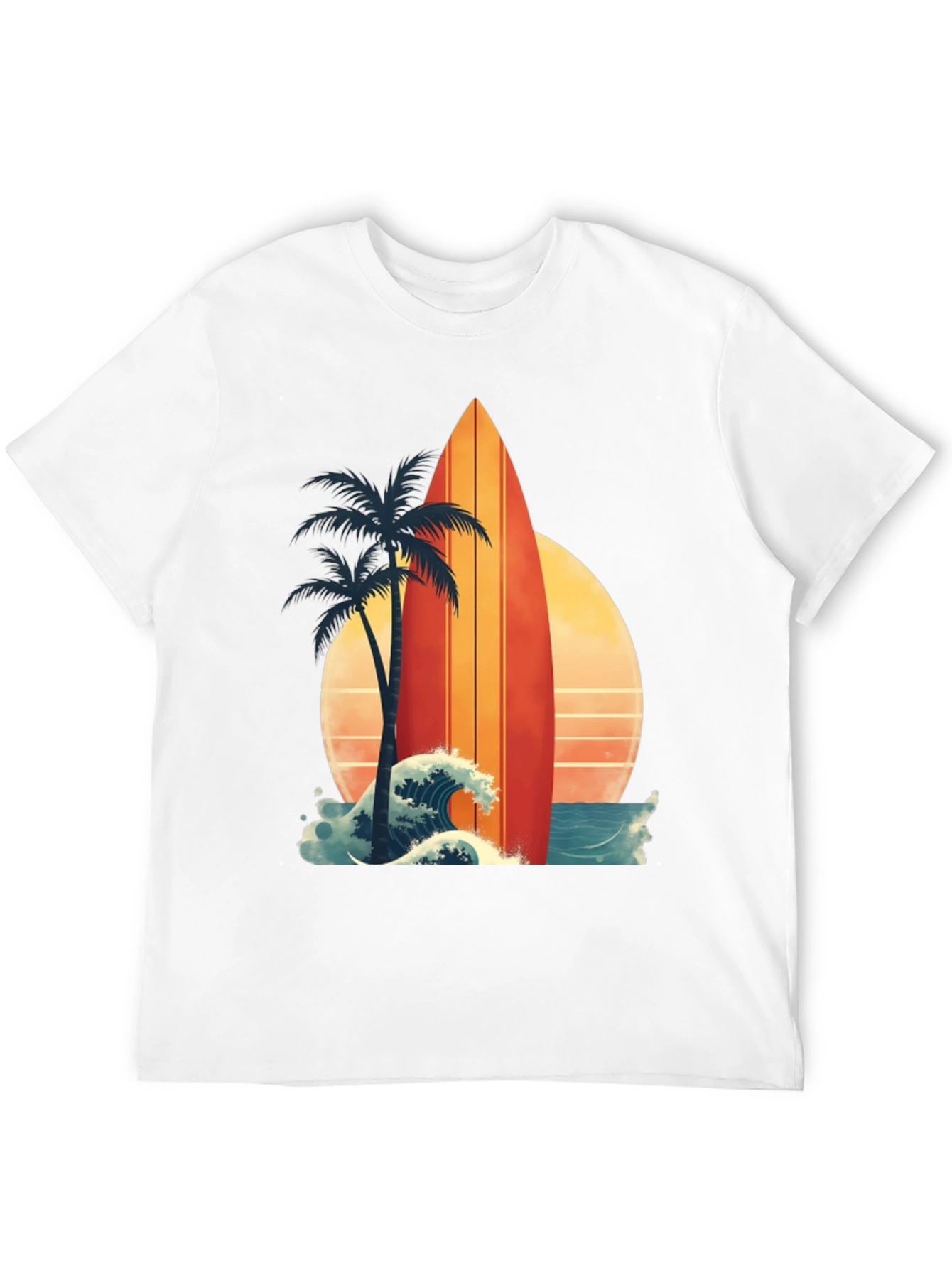 Black Retro Surfboard Palm Tee - Beach Vibes view 12