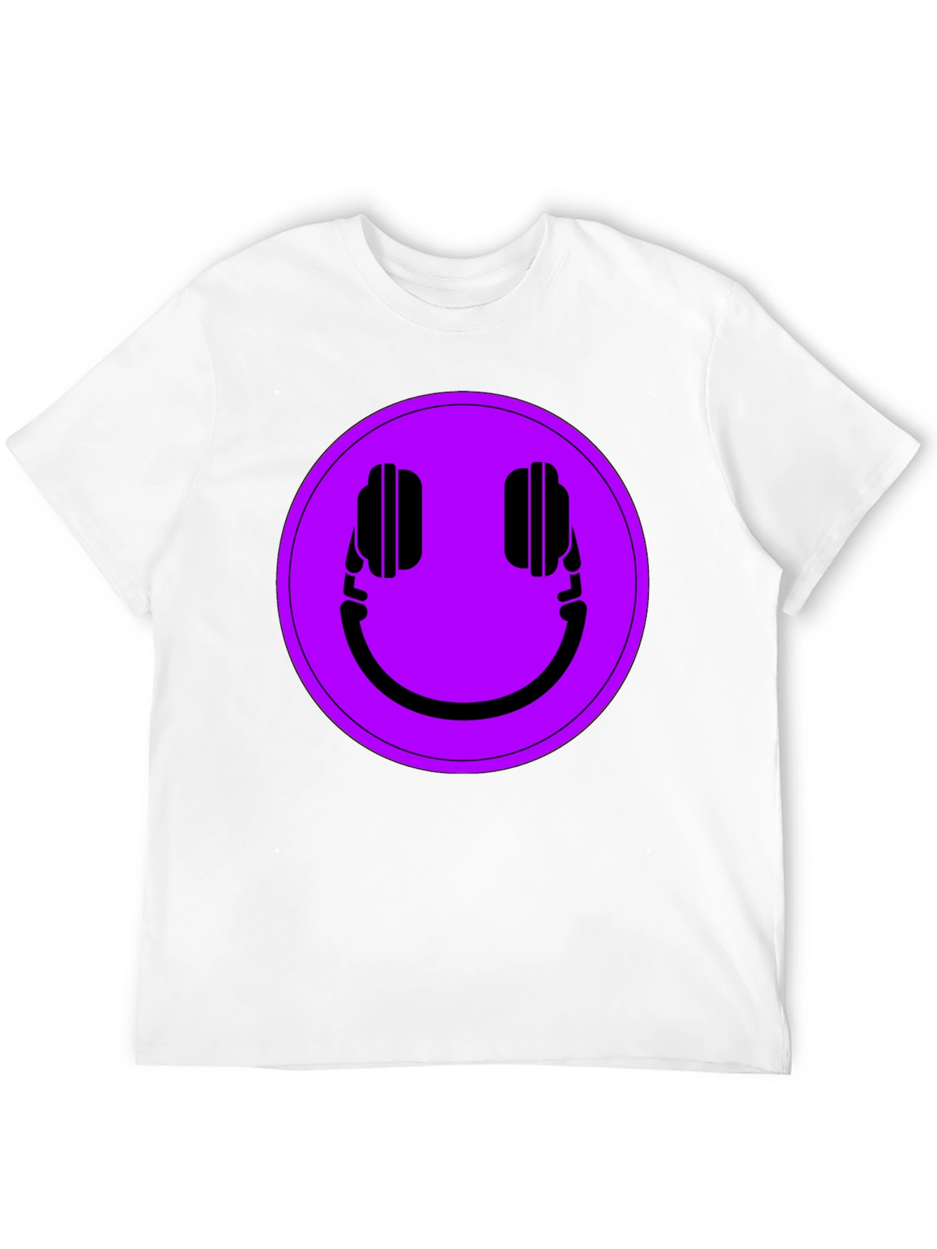 Black Headphone Smiley T-Shirt - Black Casual Tee view 12