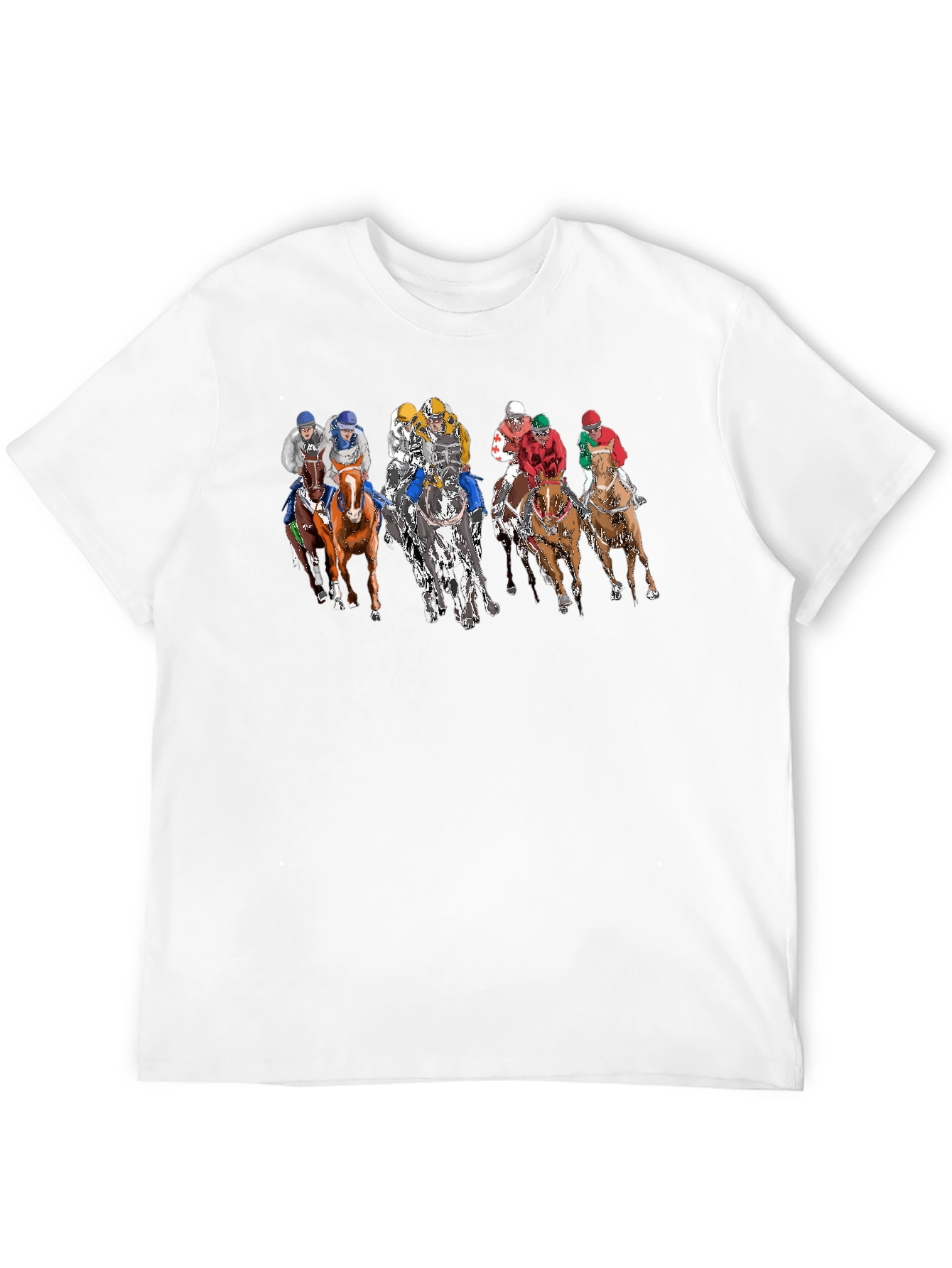 Black Horse Race Graphic Print Crew Neck T-Shirt view 12