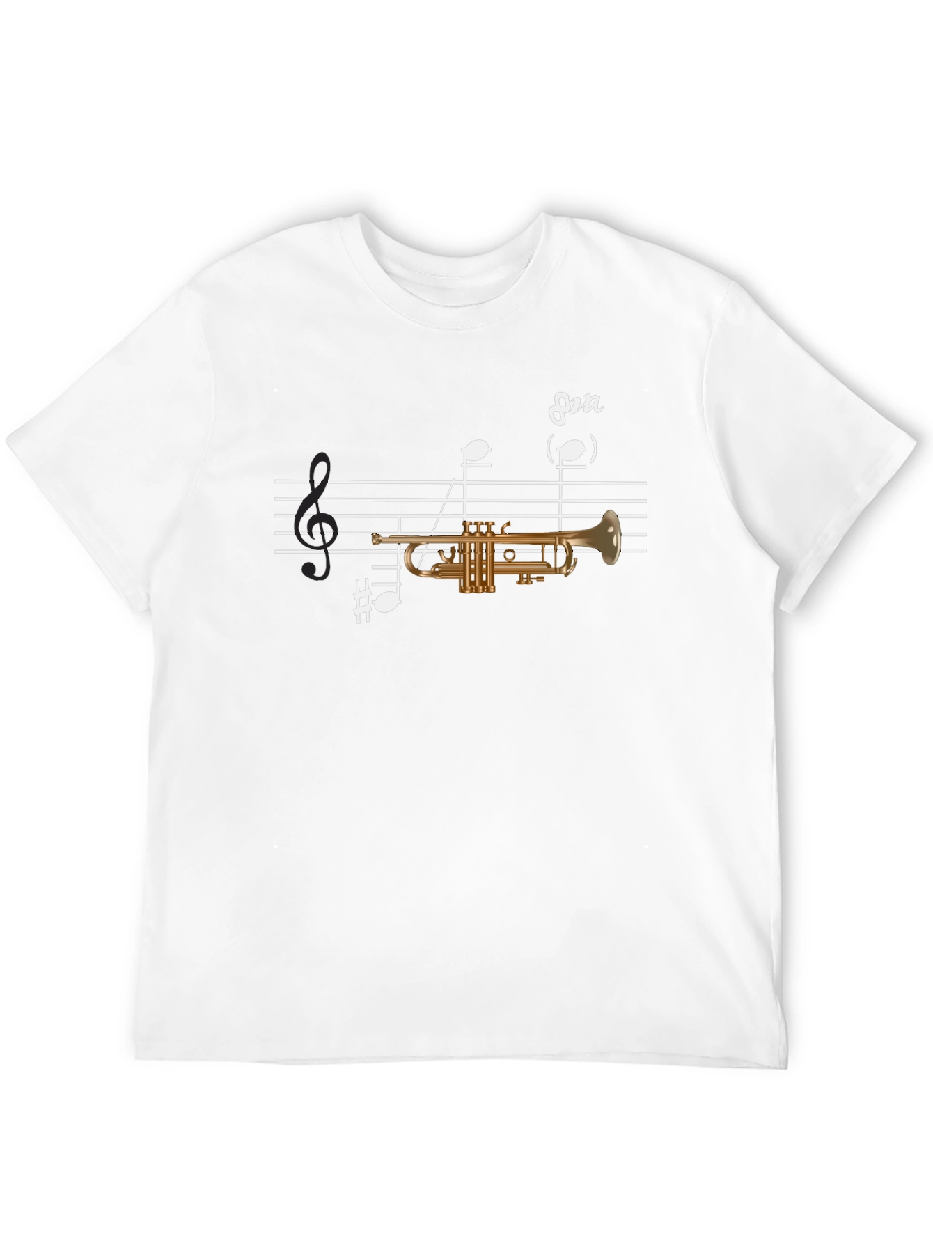 Black Trumpet Music Tee - Musician's Graphic T-Shirt view 12