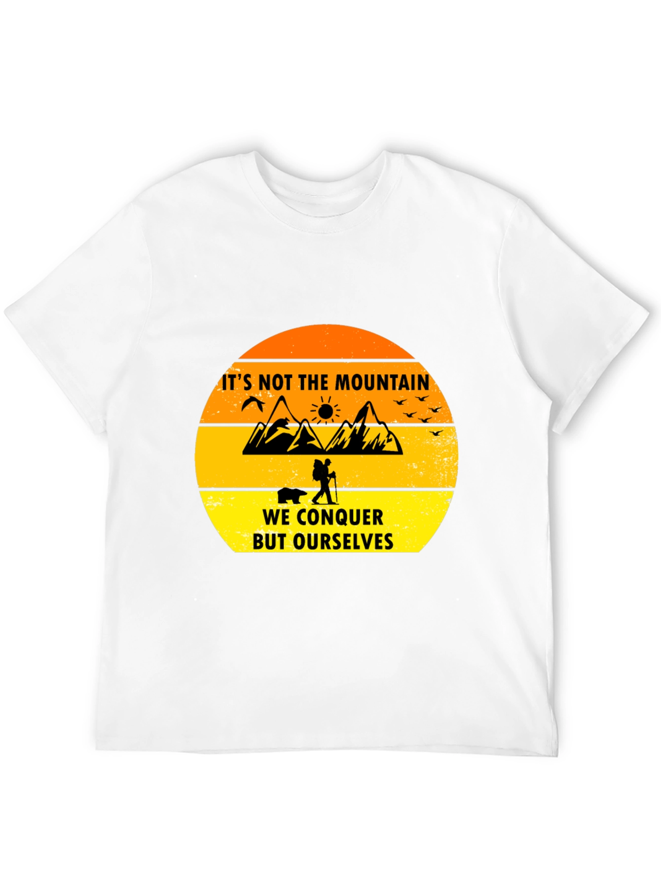 Black Motivational Hiking T-Shirt - Conquer Yourself view 12