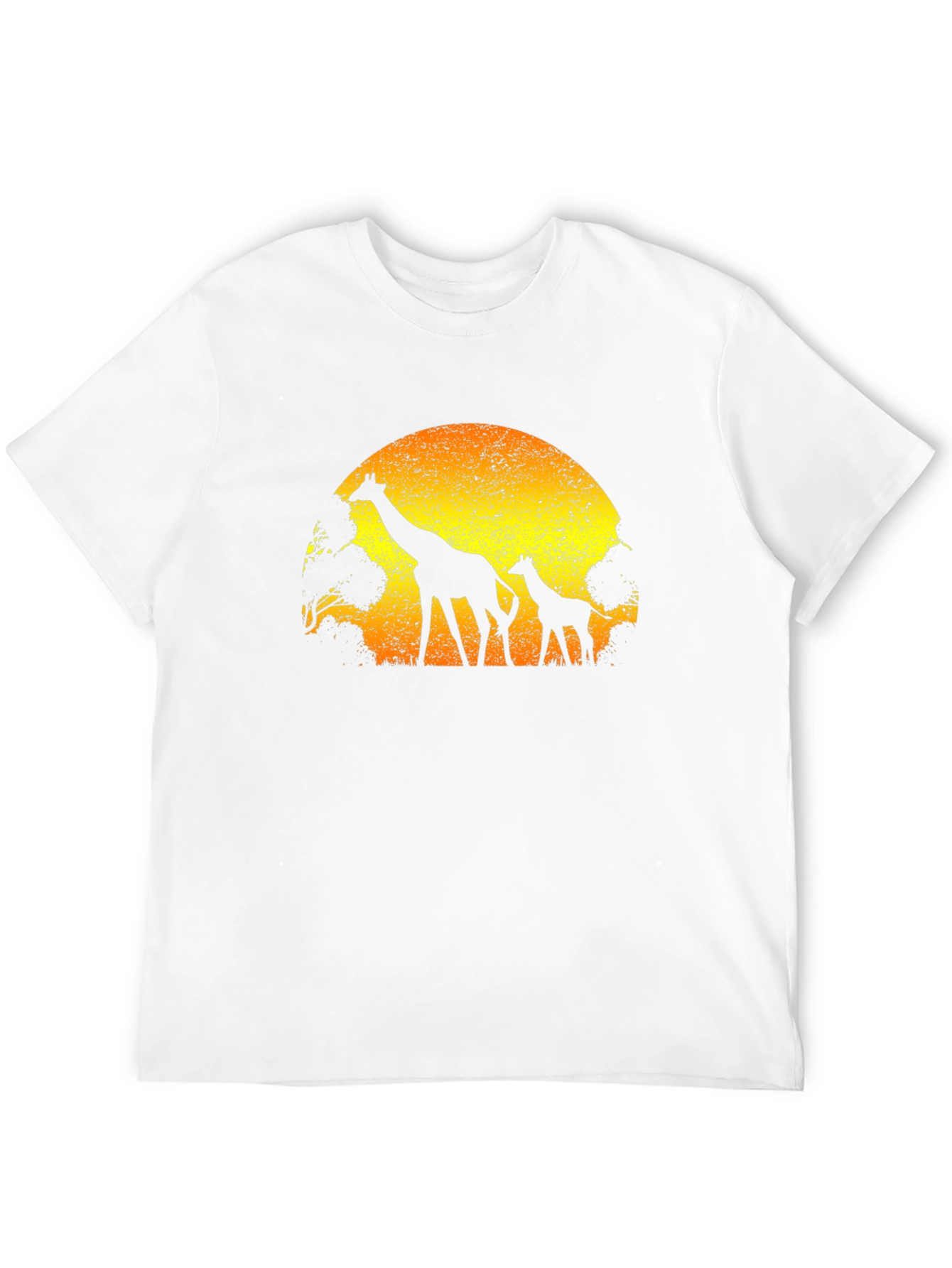 Black Giraffe Sunset Graphic Tee - Black Cotton T-Shirt view 12