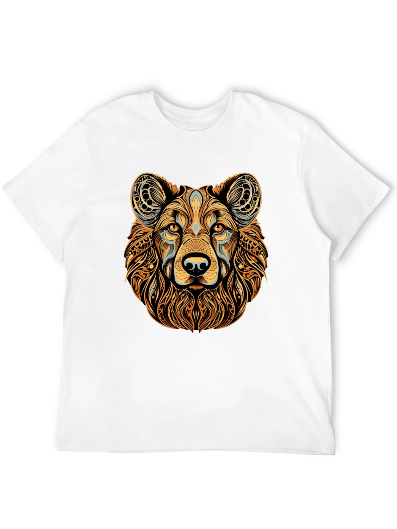 Black Tribal Bear Graphic Black T-Shirt view 12