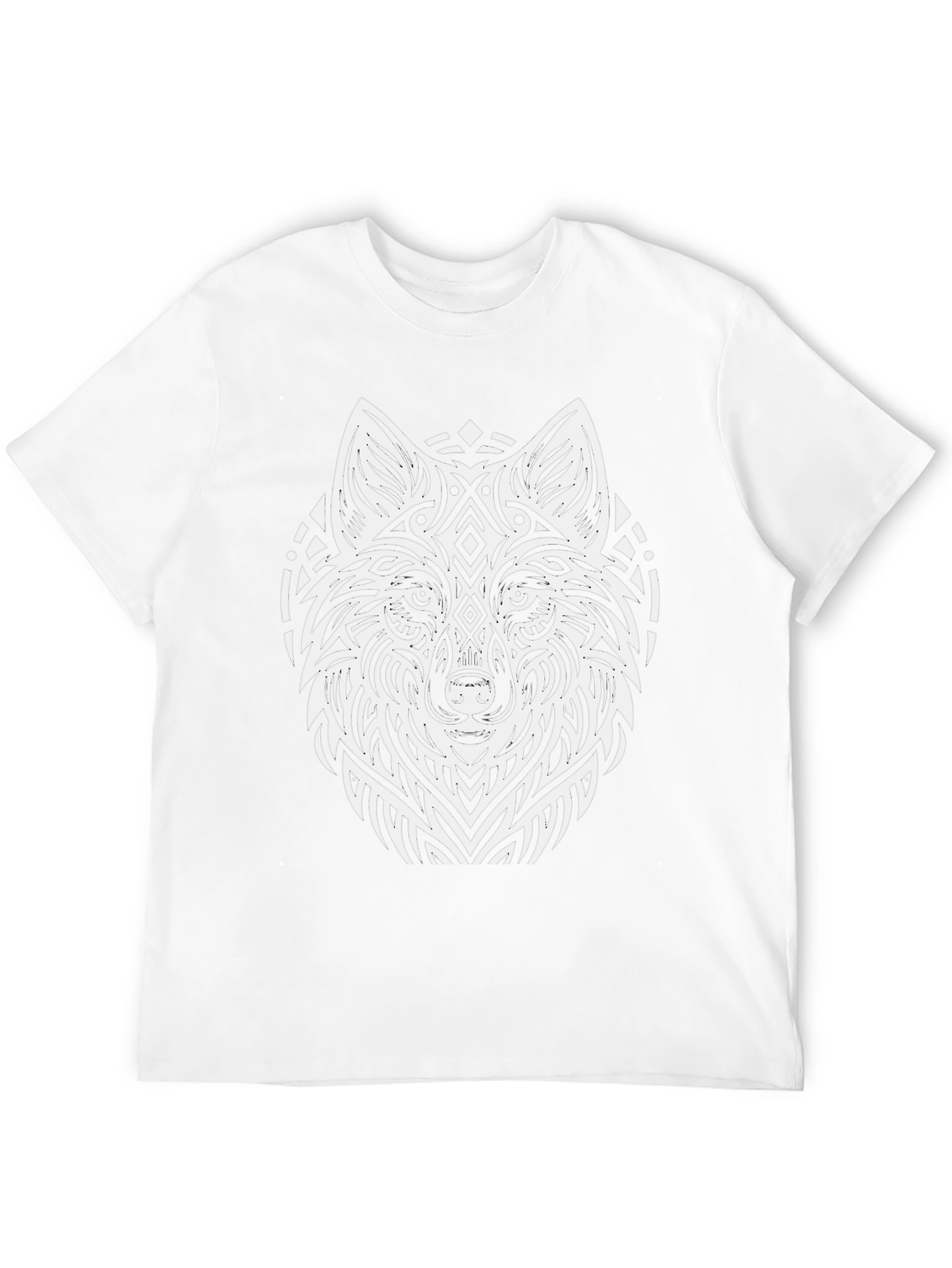 Black Tribal Wolf Graphic T-Shirt - Black view 12