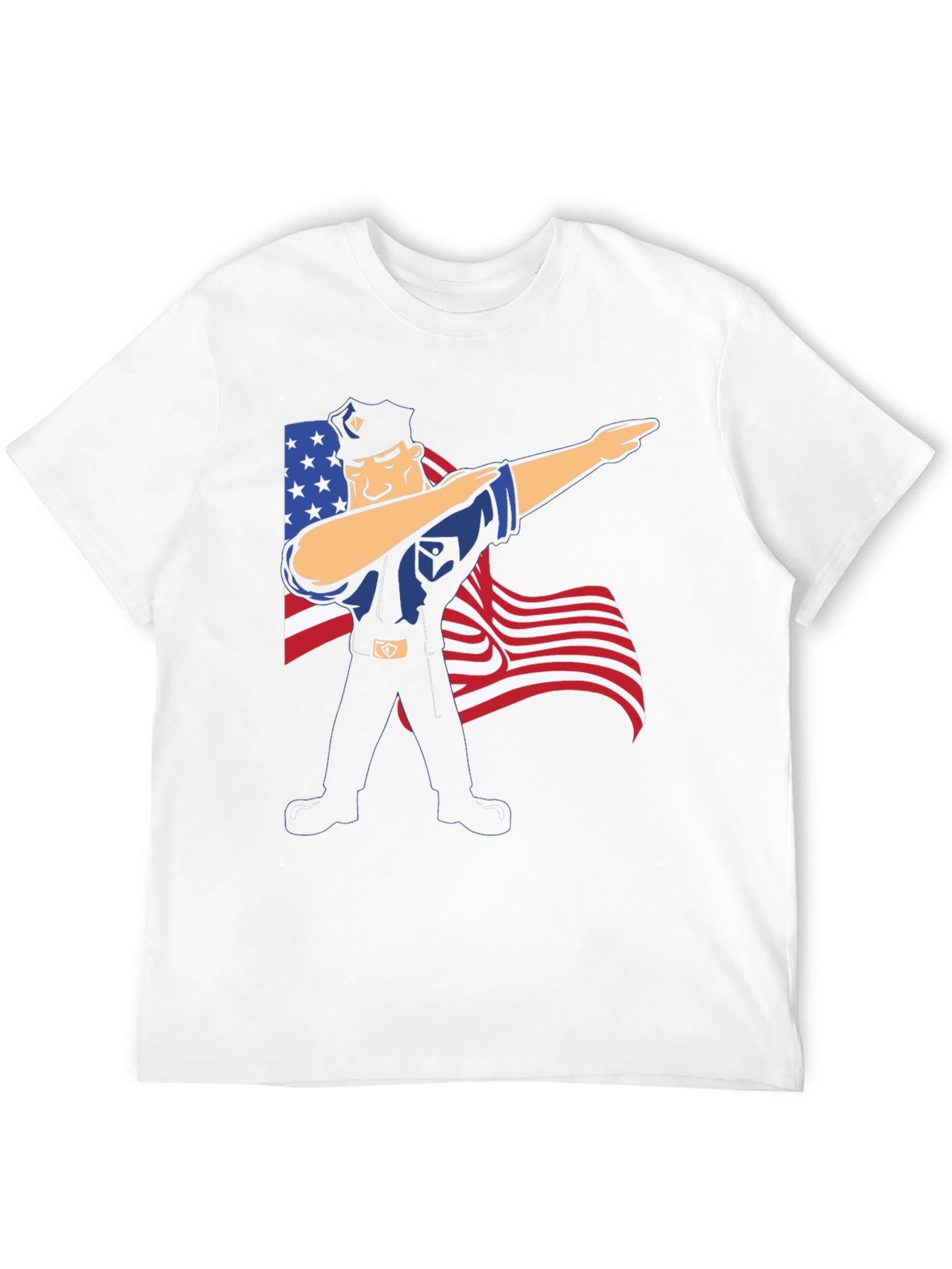 Black Police Officer Dabbing USA Flag Patriotic T-Shirt view 12