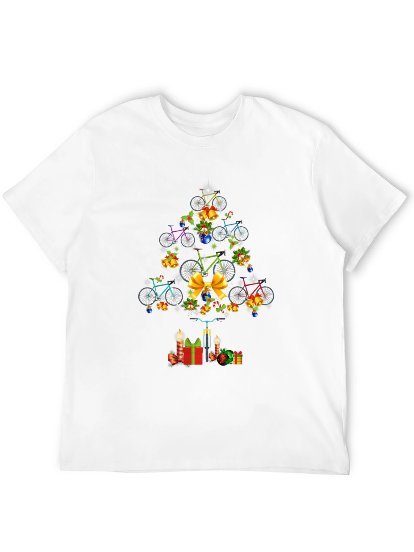 Black Christmas Bicycle Tree T-Shirt view 12