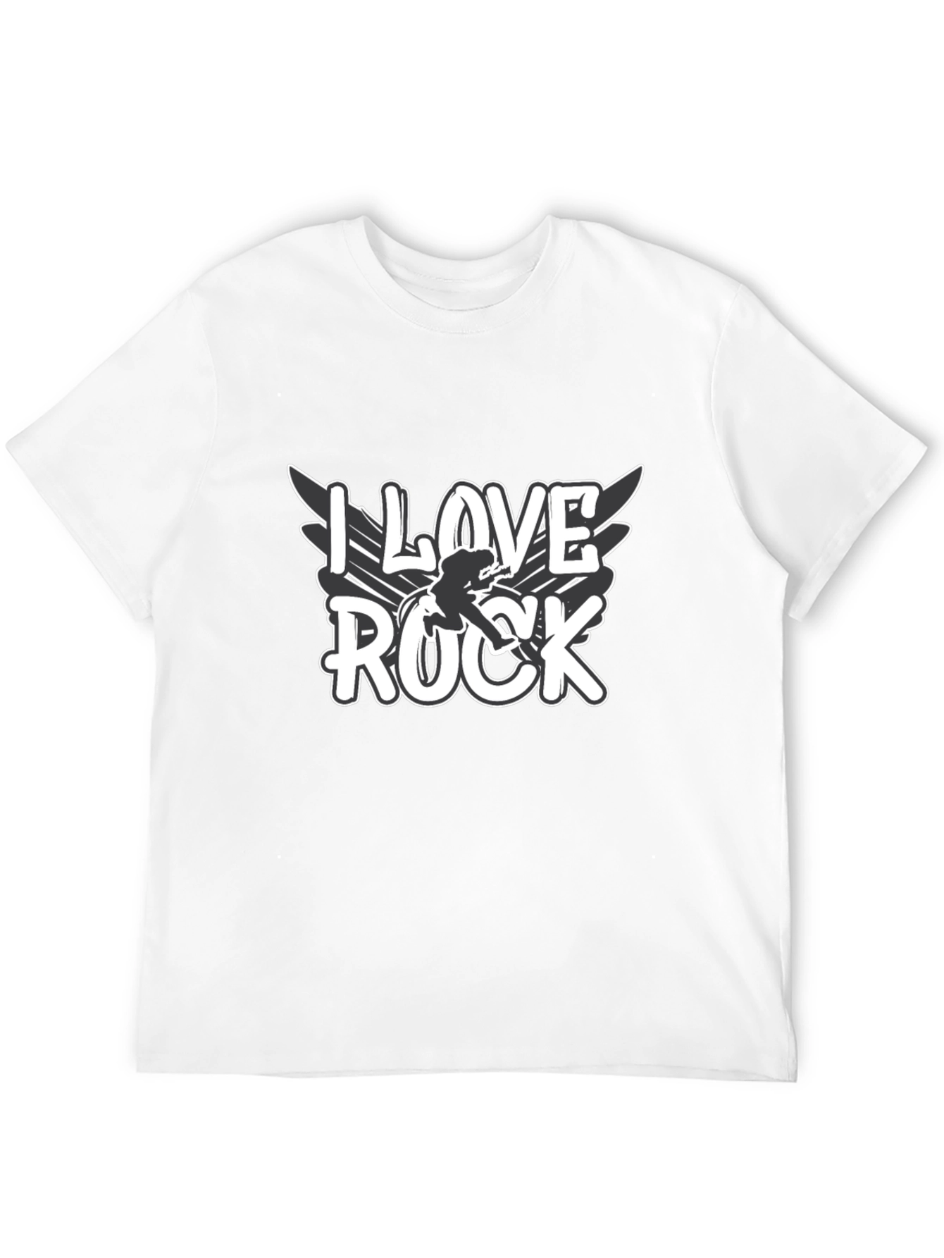 Black I Love Rock Graphic Tee - Black Cotton Blend view 12