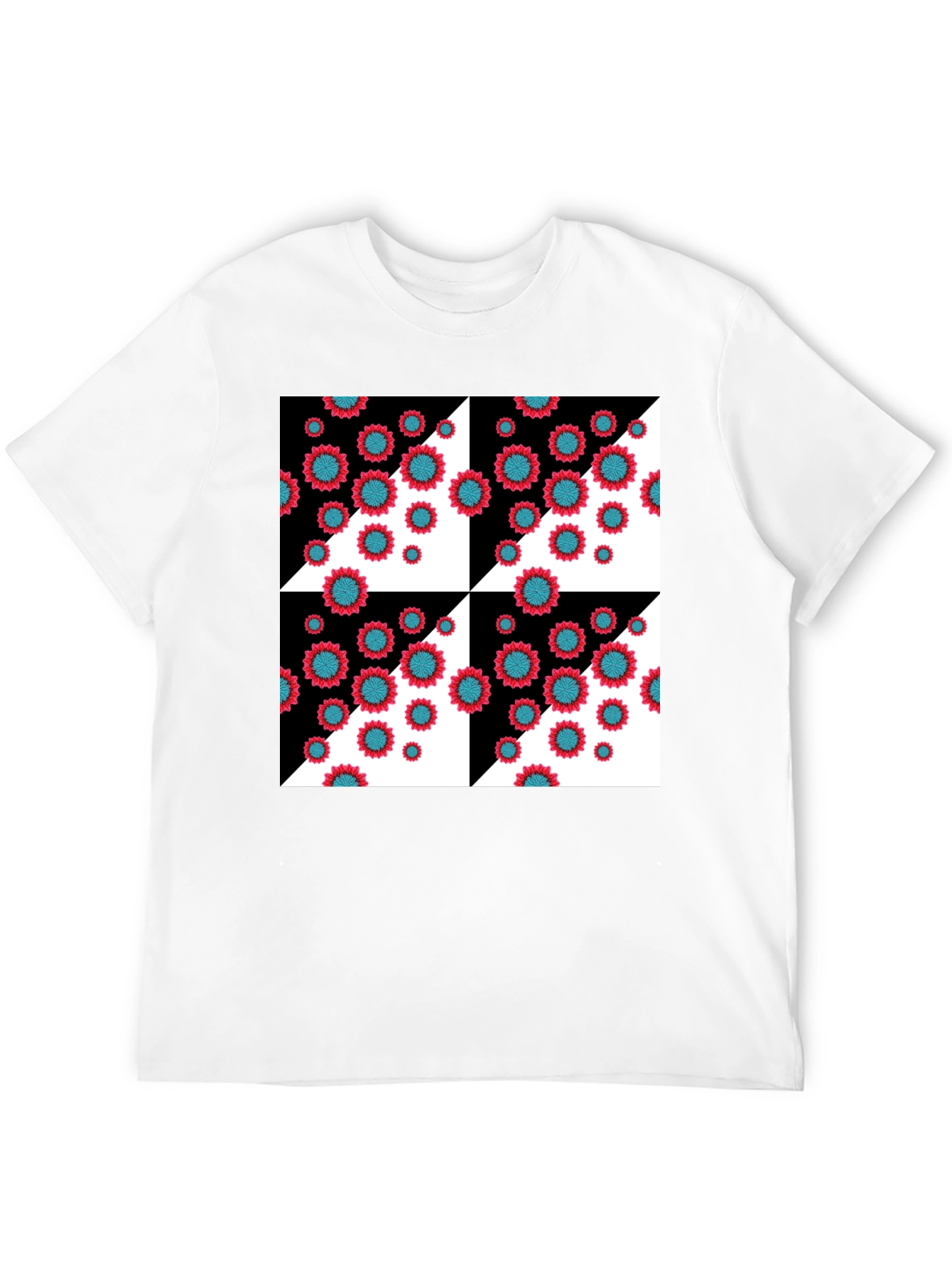 Black Floral Pattern Black T-Shirt view 12