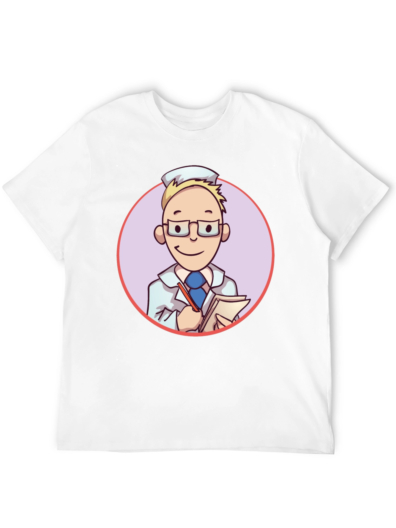 Black Cartoon Doctor Graphic Tee - Unisex Black T-Shirt view 12