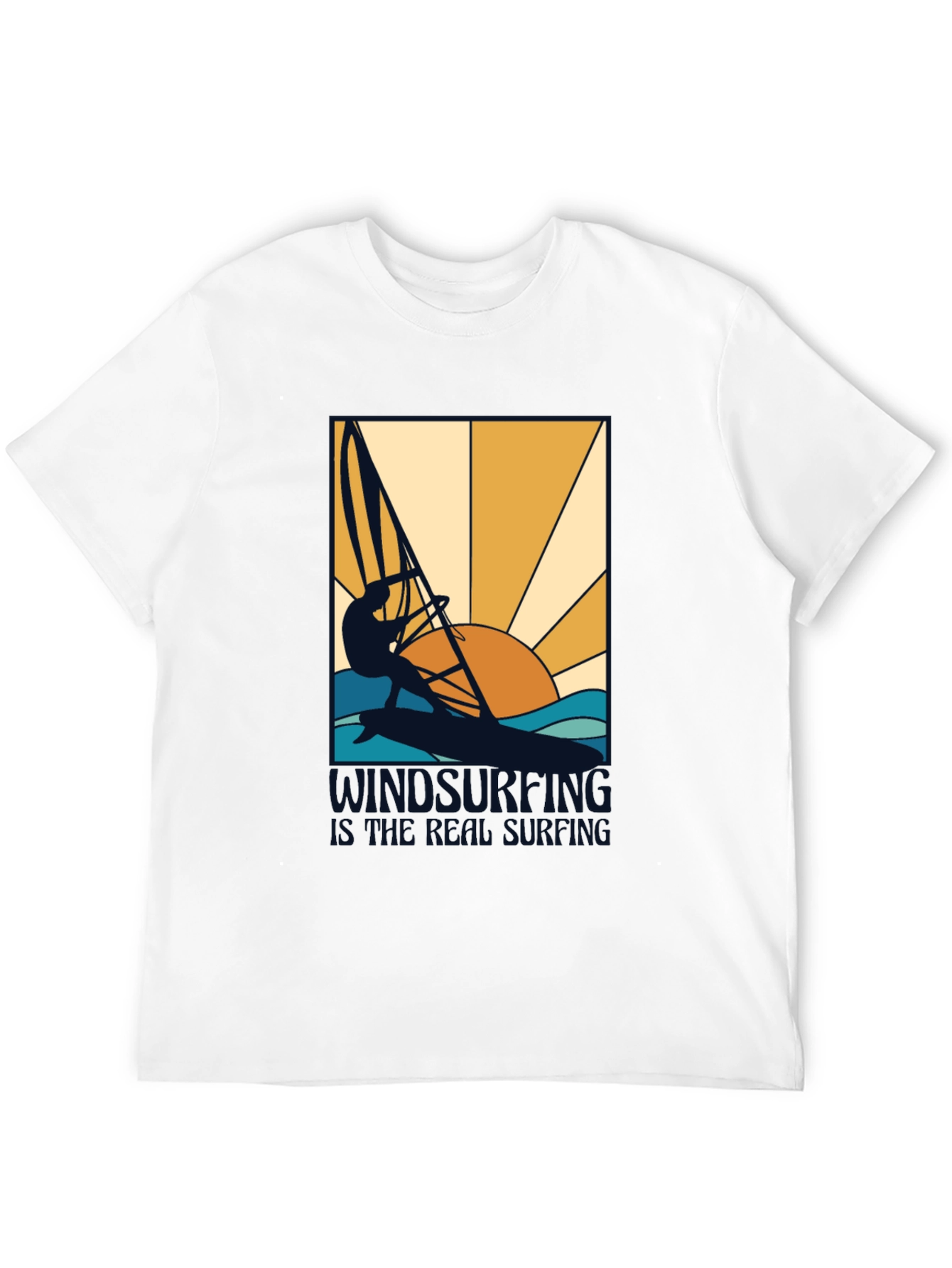 Black Windsurfing is Real Surfing Graphic T-Shirt view 12
