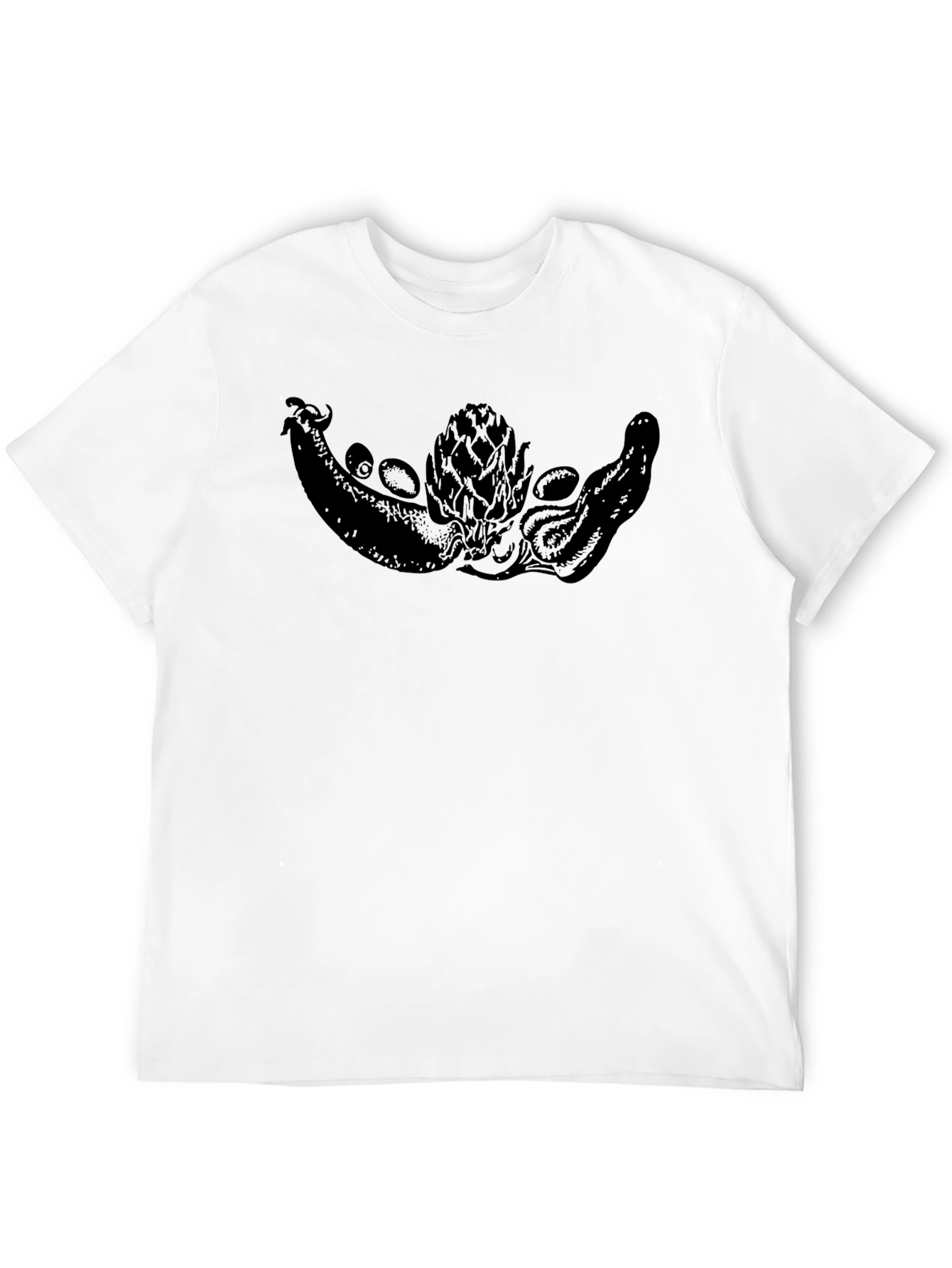 Black Black T-Shirt with Vegetable Octopus Graphic view 12