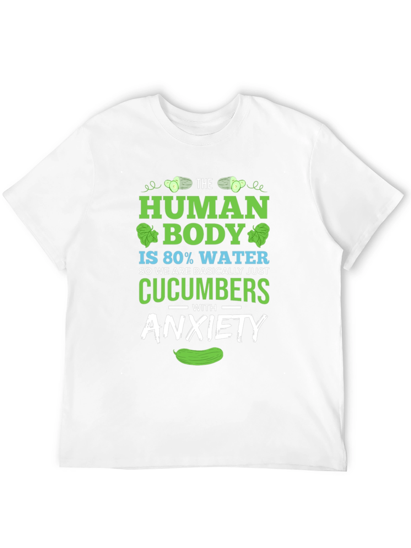 Black Human Body Cucumber Anxiety Funny T-Shirt view 12