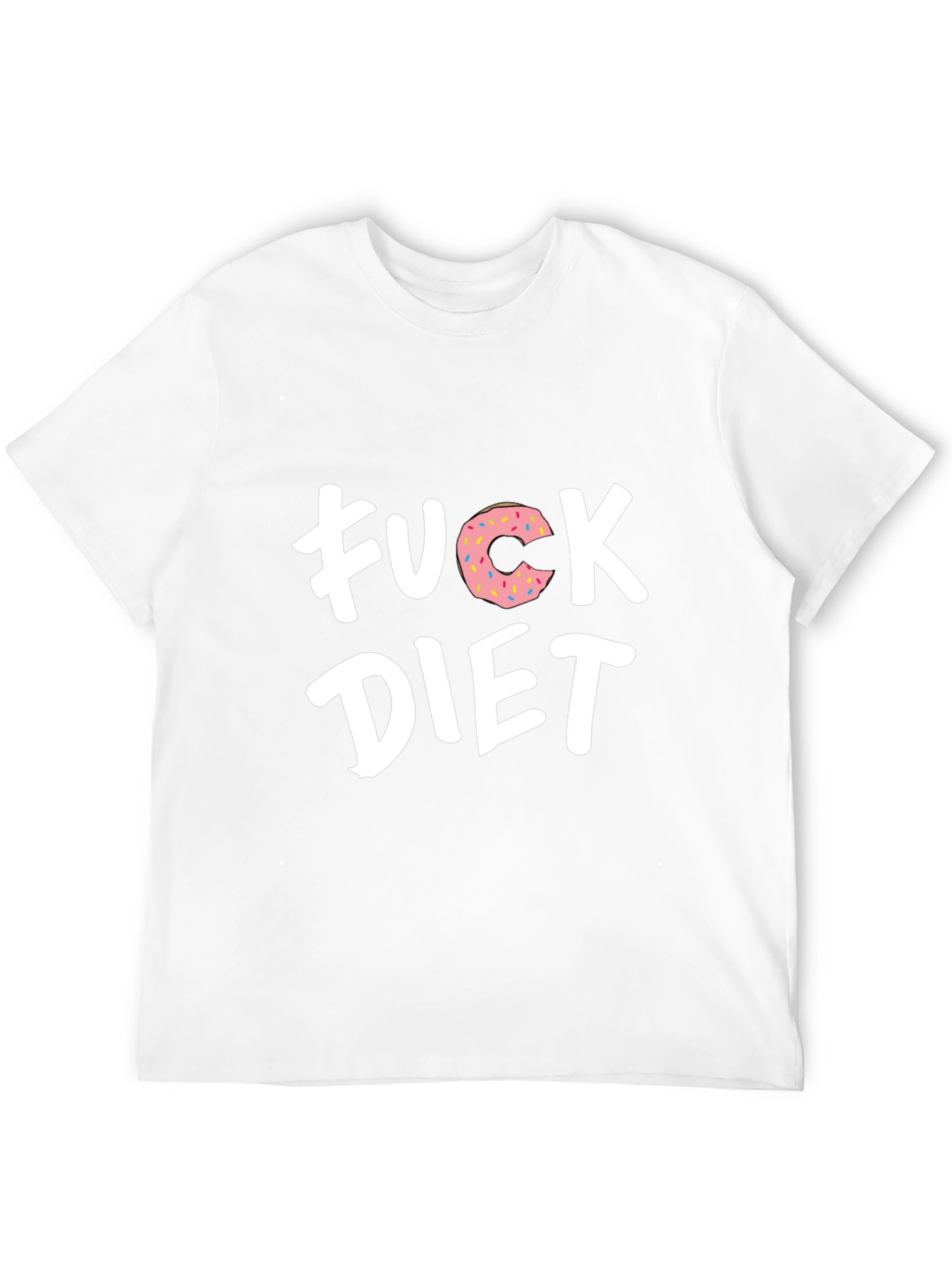 Black Funny "F*ck Diet" Donut Graphic T-Shirt view 12