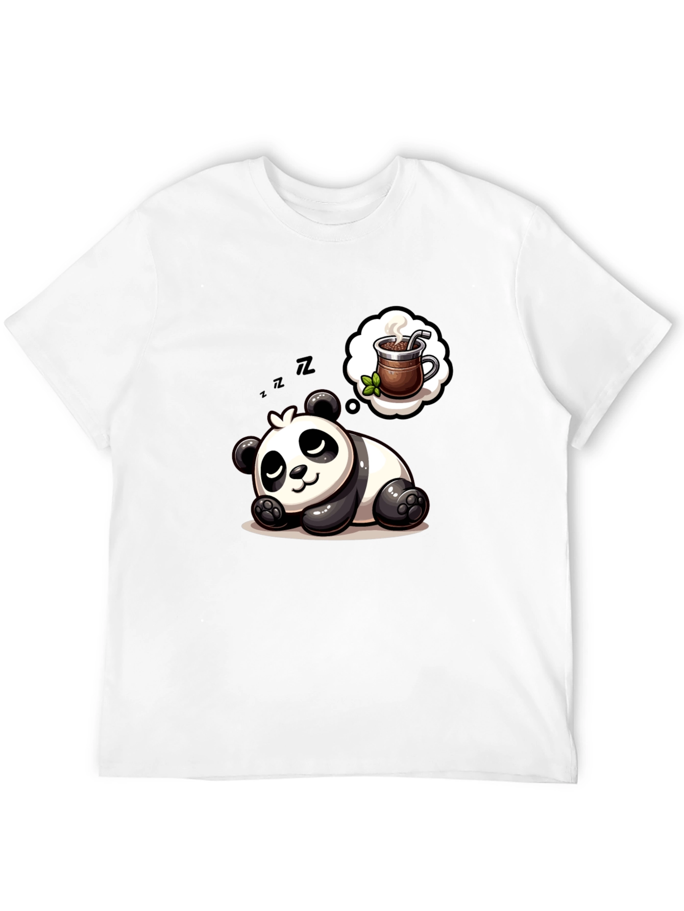 Black Dreamy Panda Coffee T-Shirt - Relaxed & Cute view 12