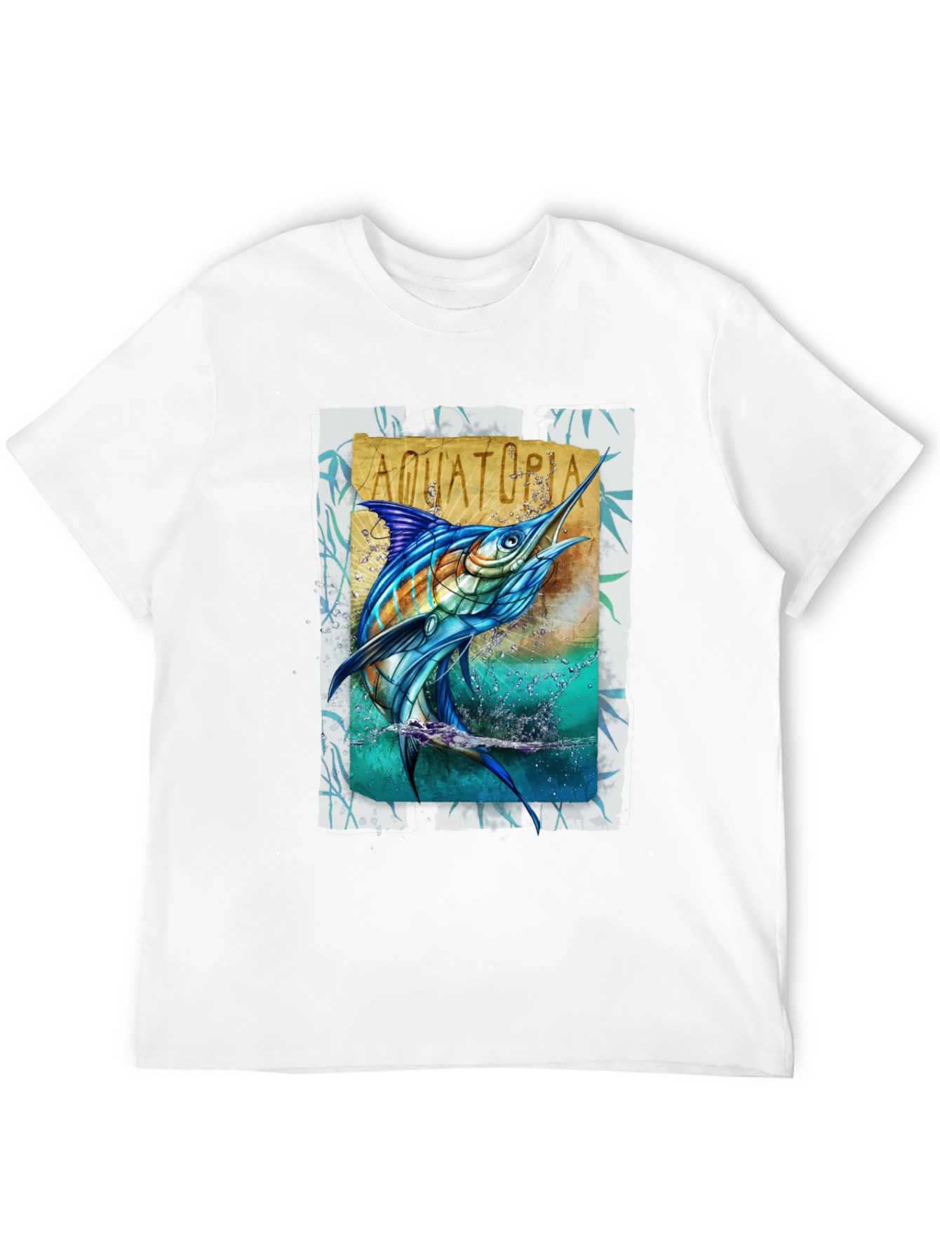 Aquatoria Marlin Fish Graphic Tee - Black Cotton T-Shirt - 12