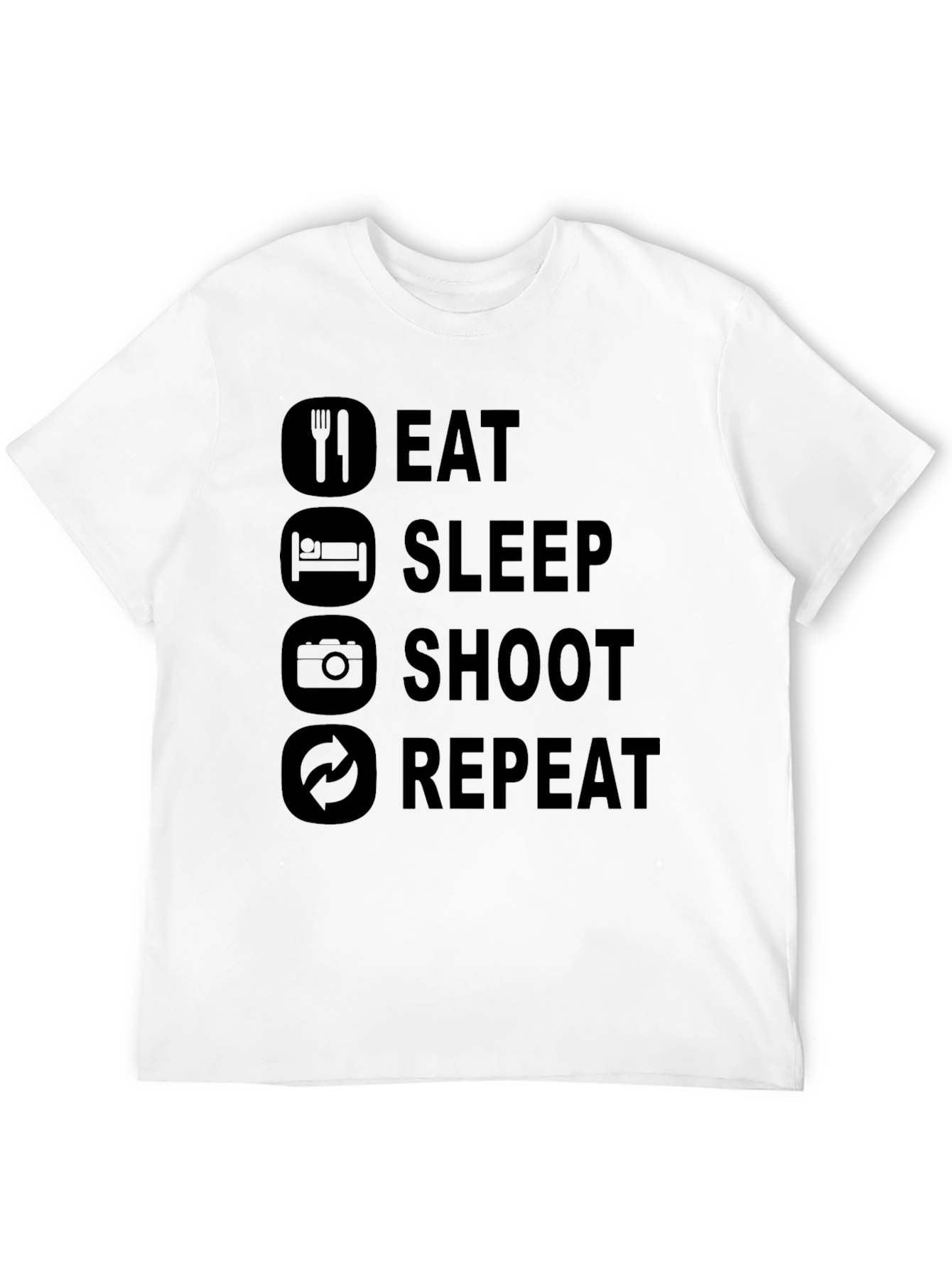 Black Eat Sleep Shoot Repeat Black Graphic Tee view 12