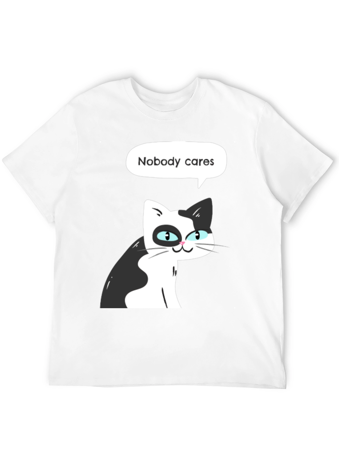 Black Nobody Cares Cat Graphic Tee - Black view 12
