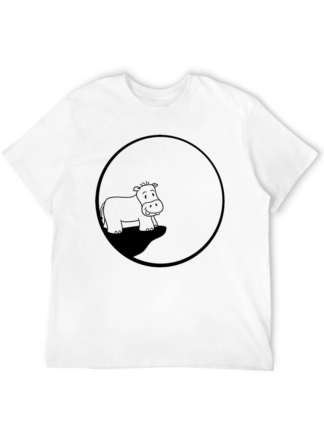 Black Hippo Circle Graphic T-Shirt view 12