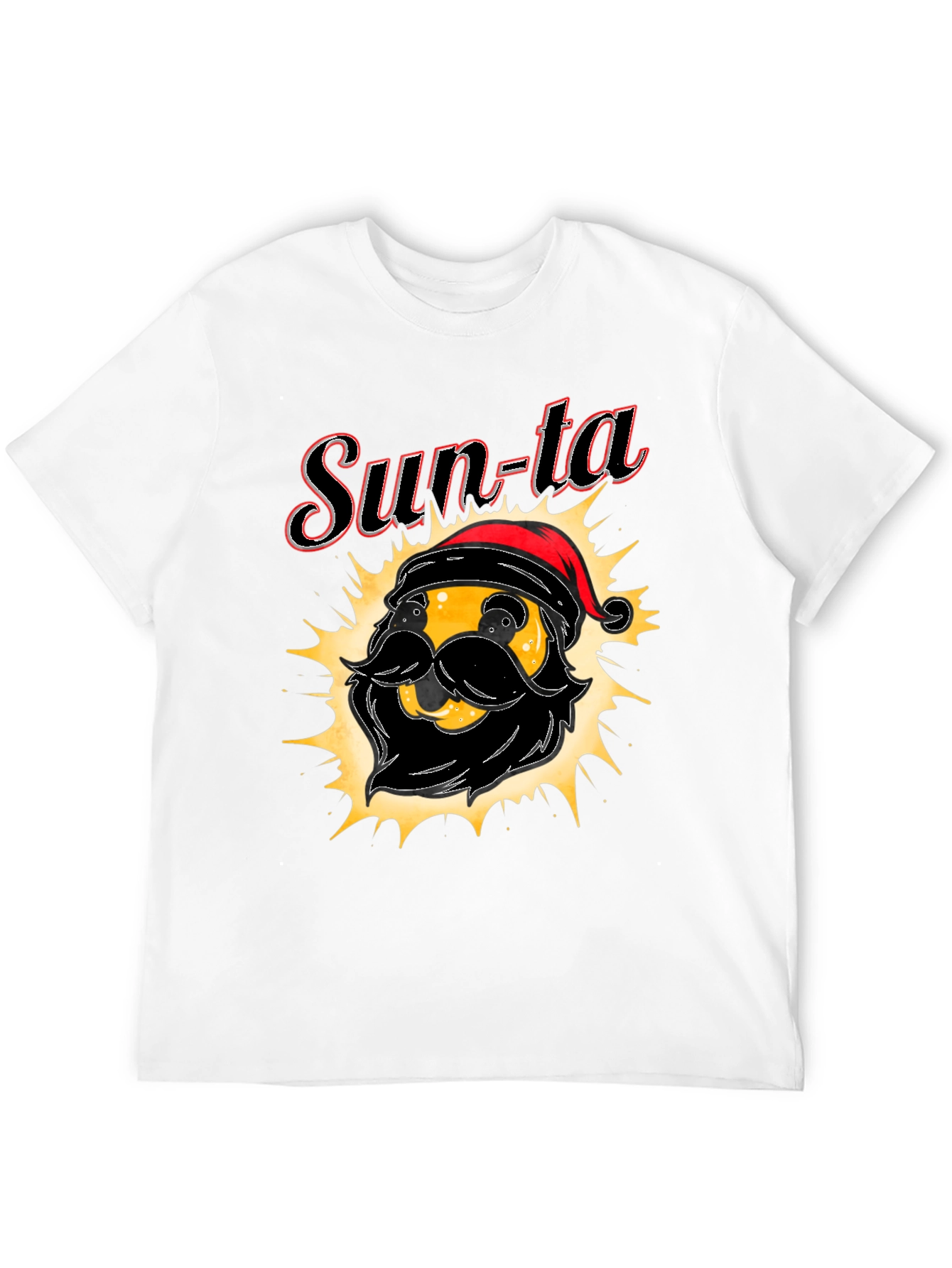 Black Sun-ta Graphic Tee - Santa Claus Emoji T-Shirt view 12