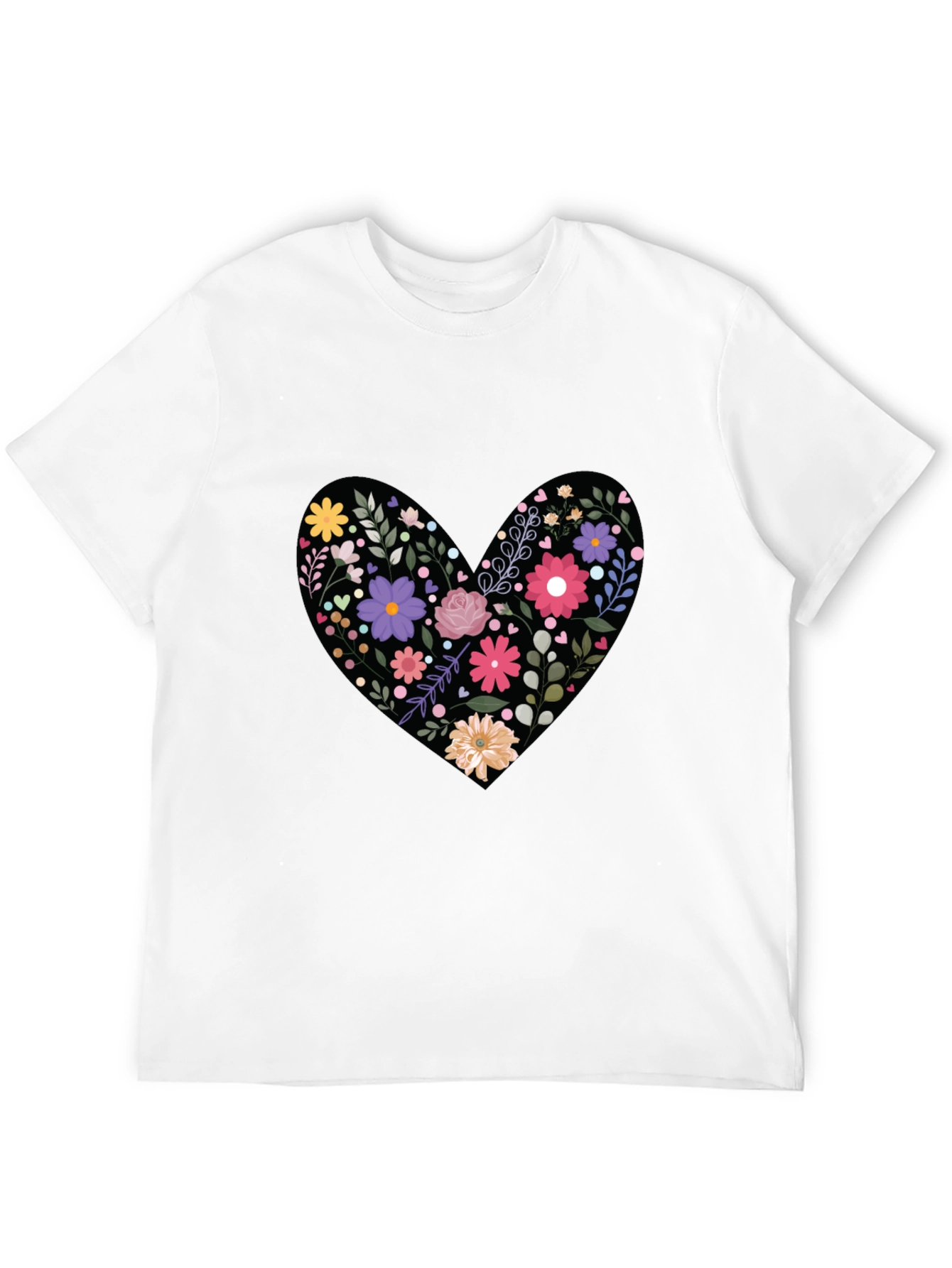 Black Floral Heart Graphic Tee - Black view 12