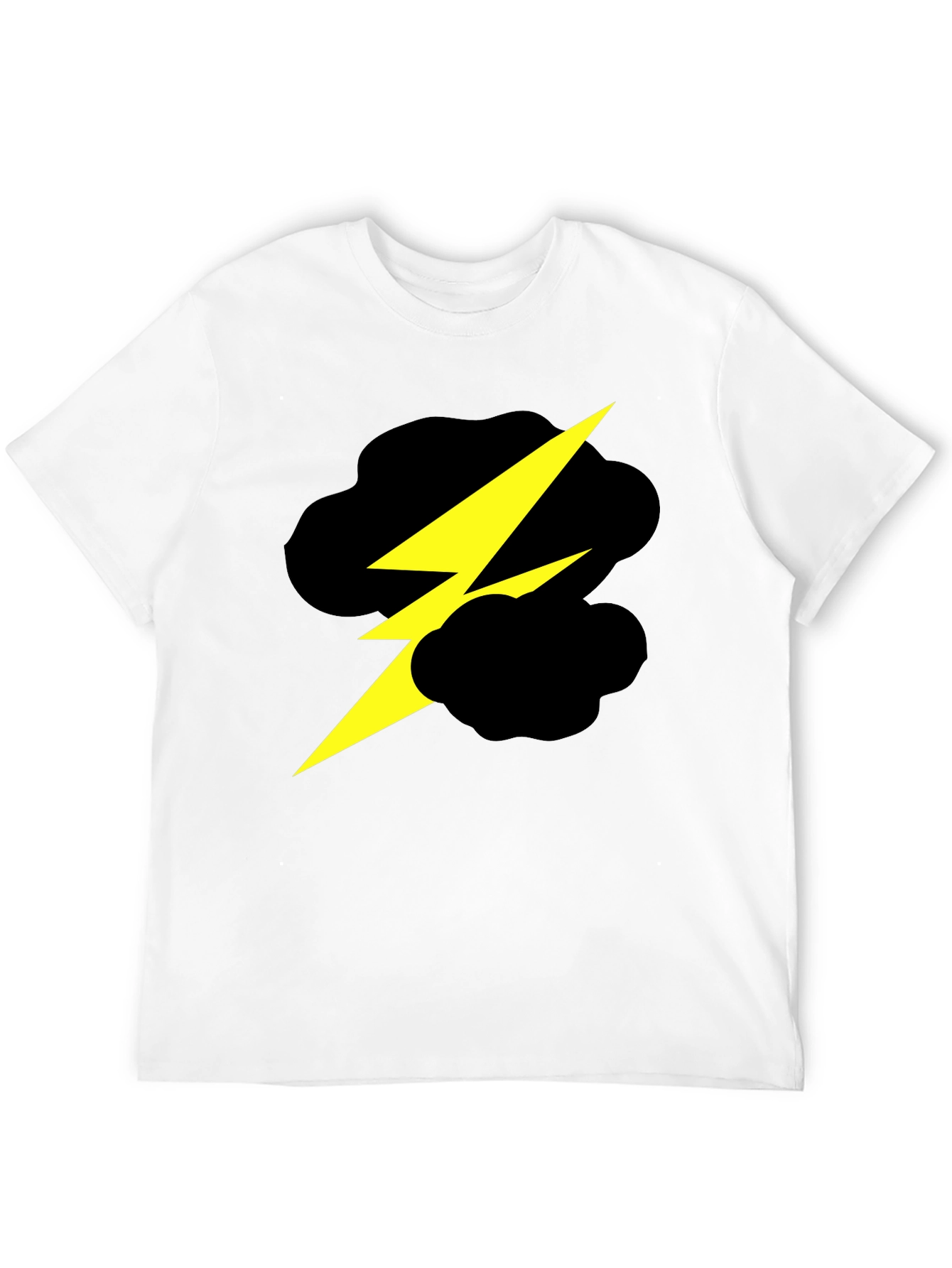 Black Lightning Bolt Cloud Graphic Black T-Shirt view 12
