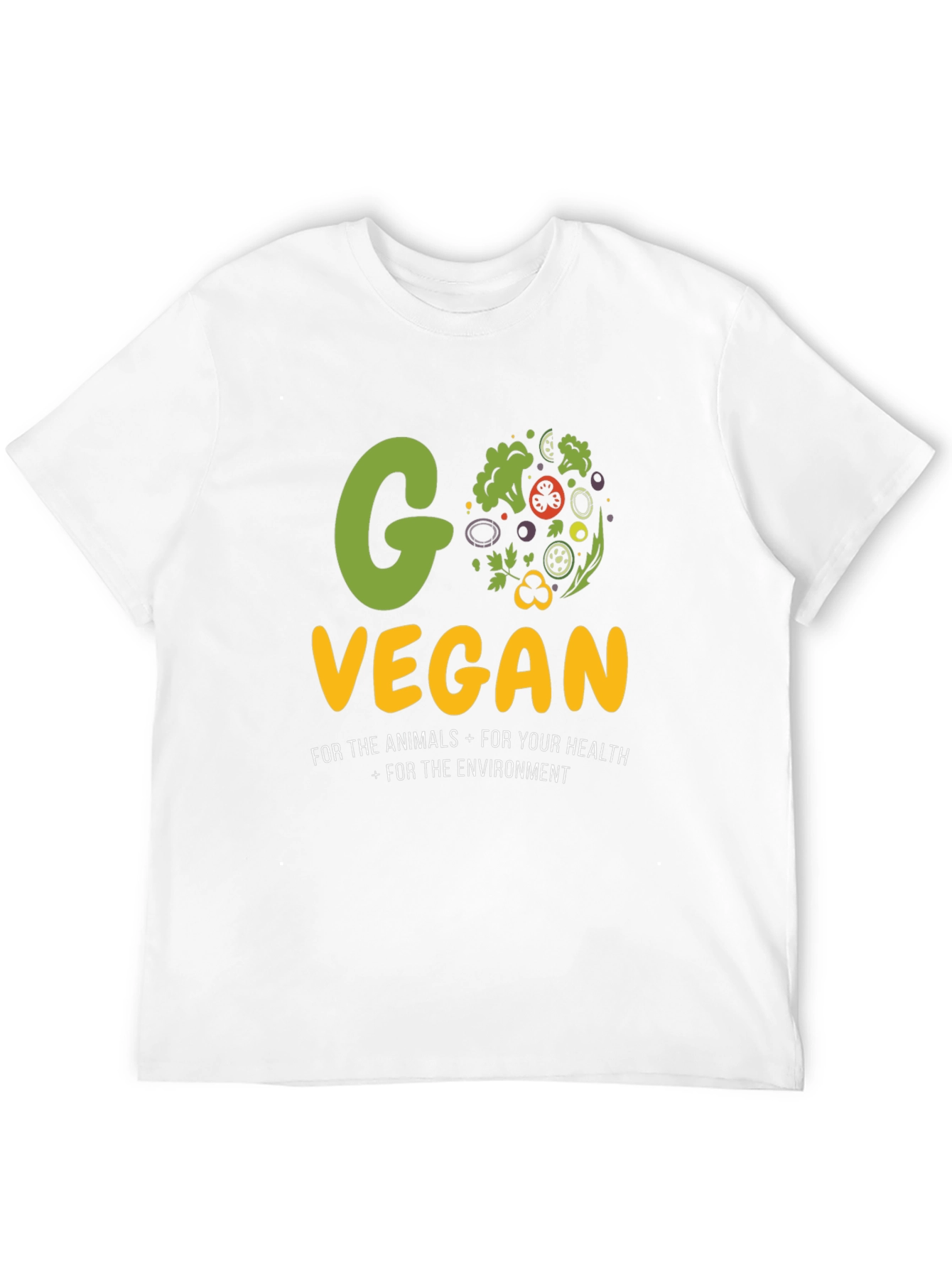 Black Go Vegan Black T-Shirt - Animals, Health, Environment! view 12
