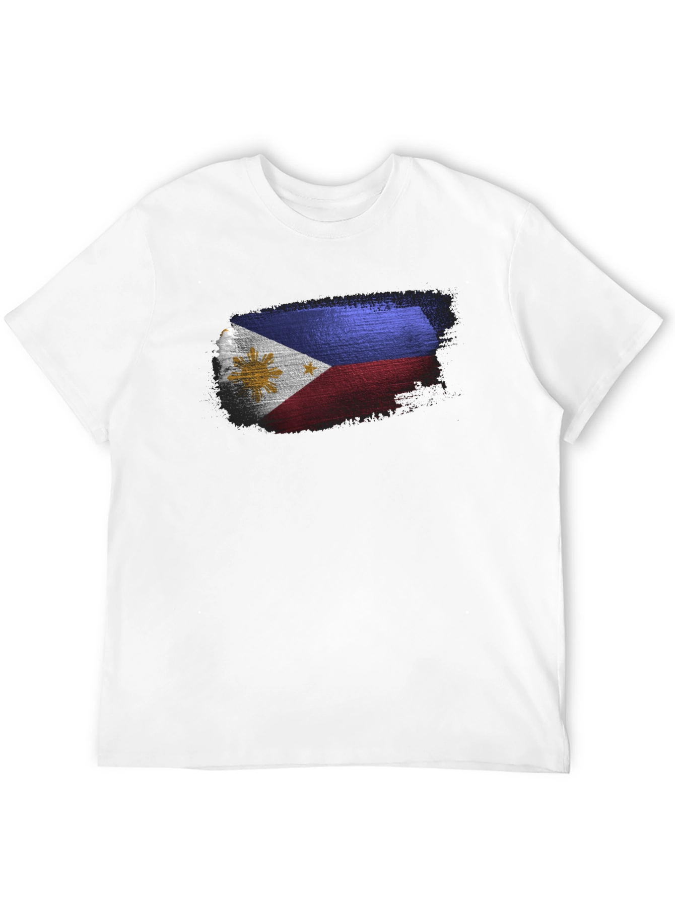 Black Men's Black T-Shirt with Filipino Flag Design view 12