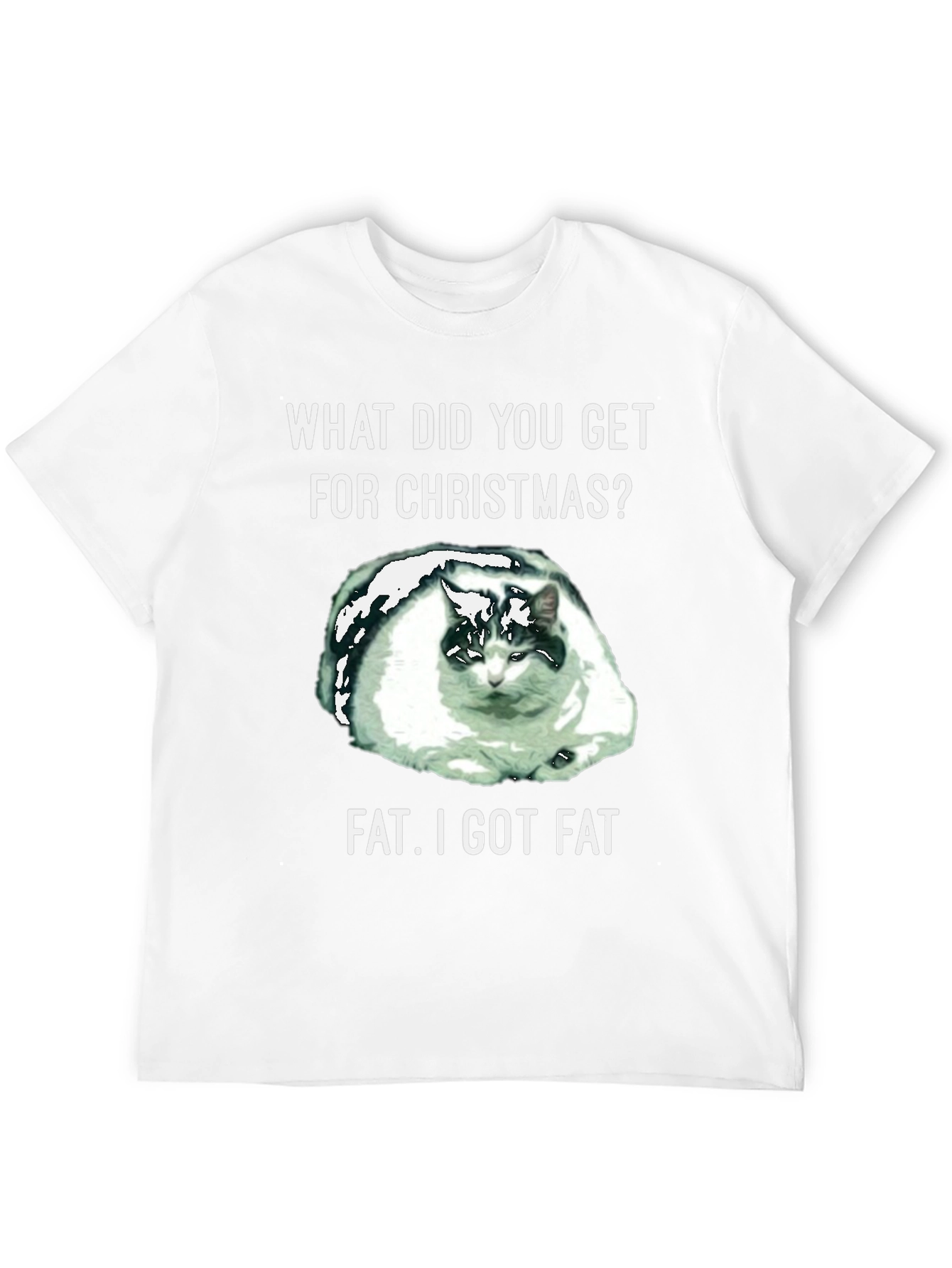 Black Funny Cat Christmas Fat T-Shirt view 12