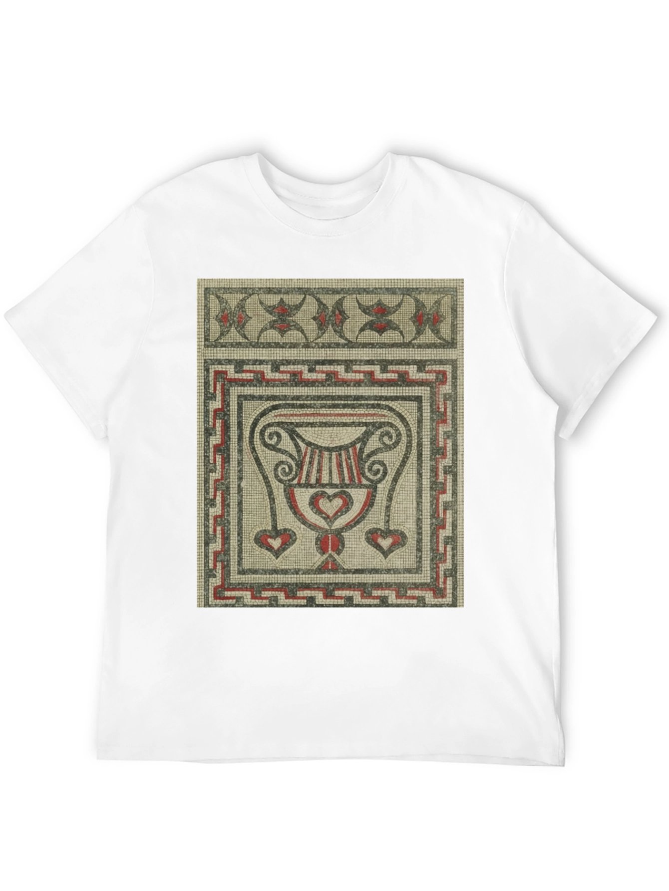 Black Mosaic Art Graphic T-Shirt - Ancient Roman Style Tee view 12