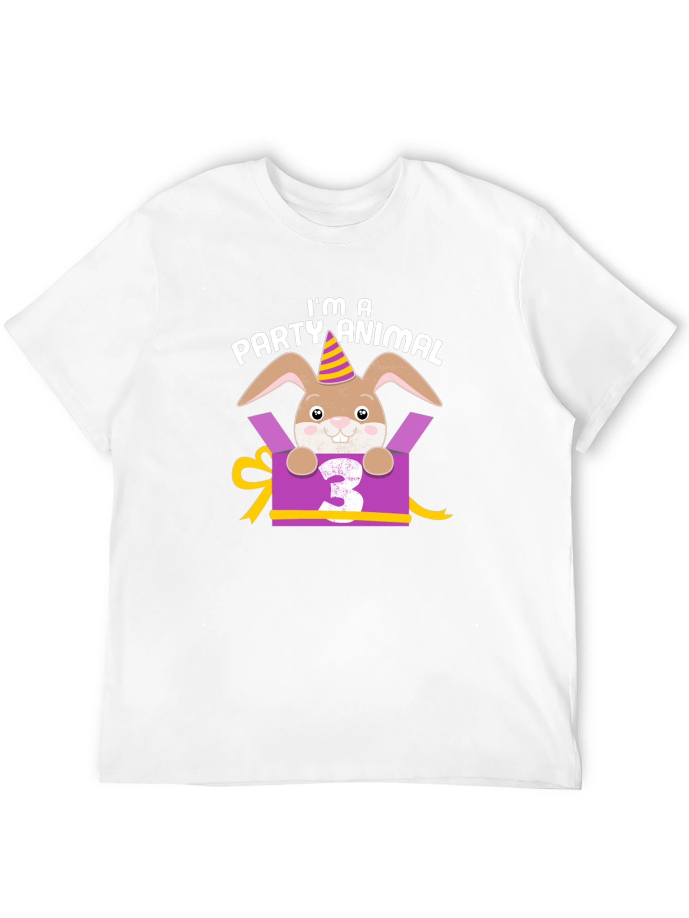 Black I'm A Party Animal 3rd Birthday Rabbit T-Shirt view 12