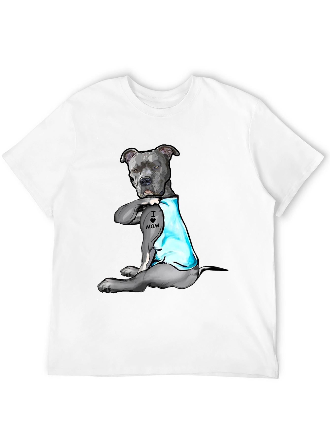 Black Dog Lover T-Shirt: 'I Heart Mom' Pitbull Design view 12