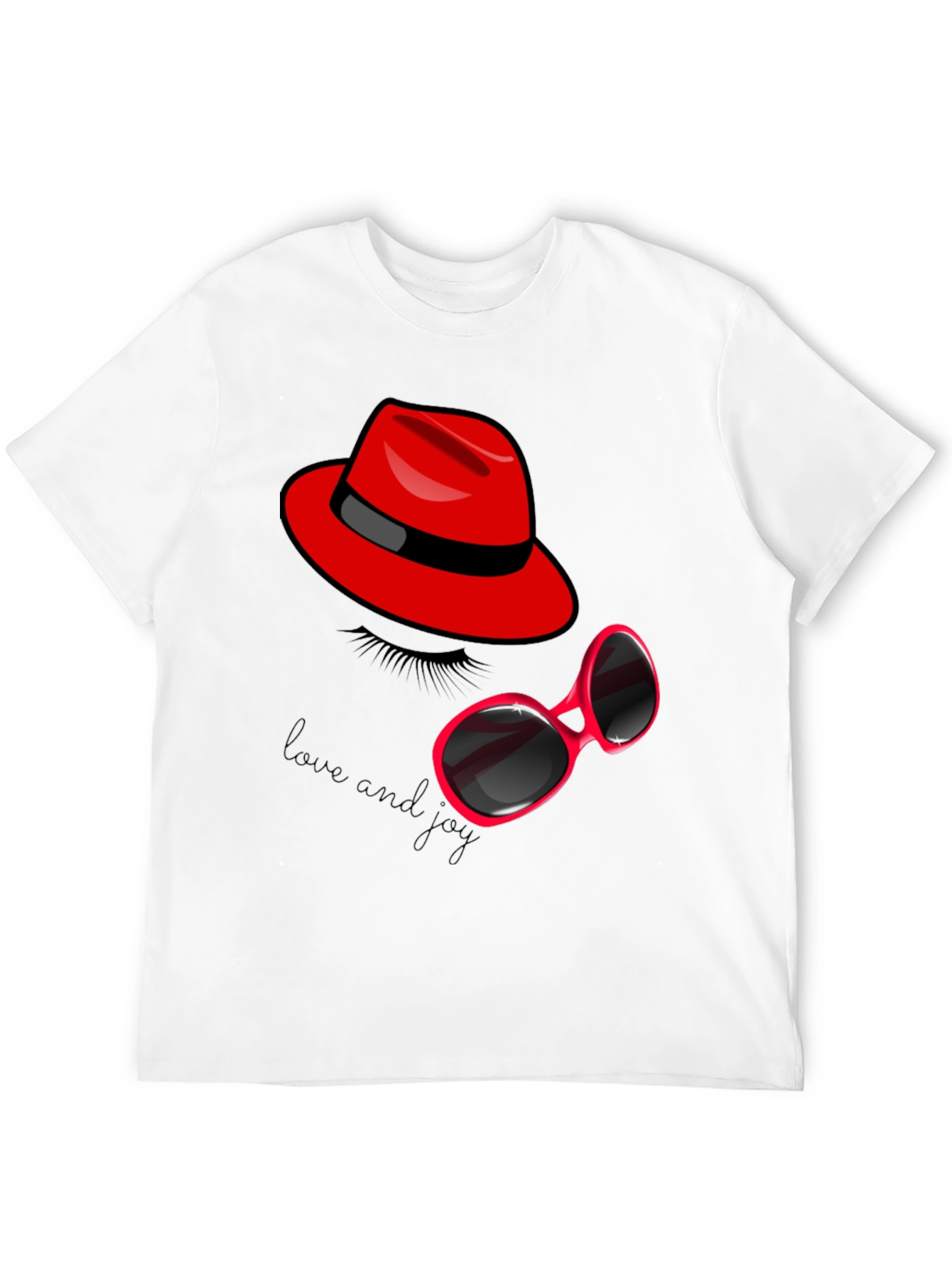 Black Red Hat & Sunglasses Graphic Tee view 12
