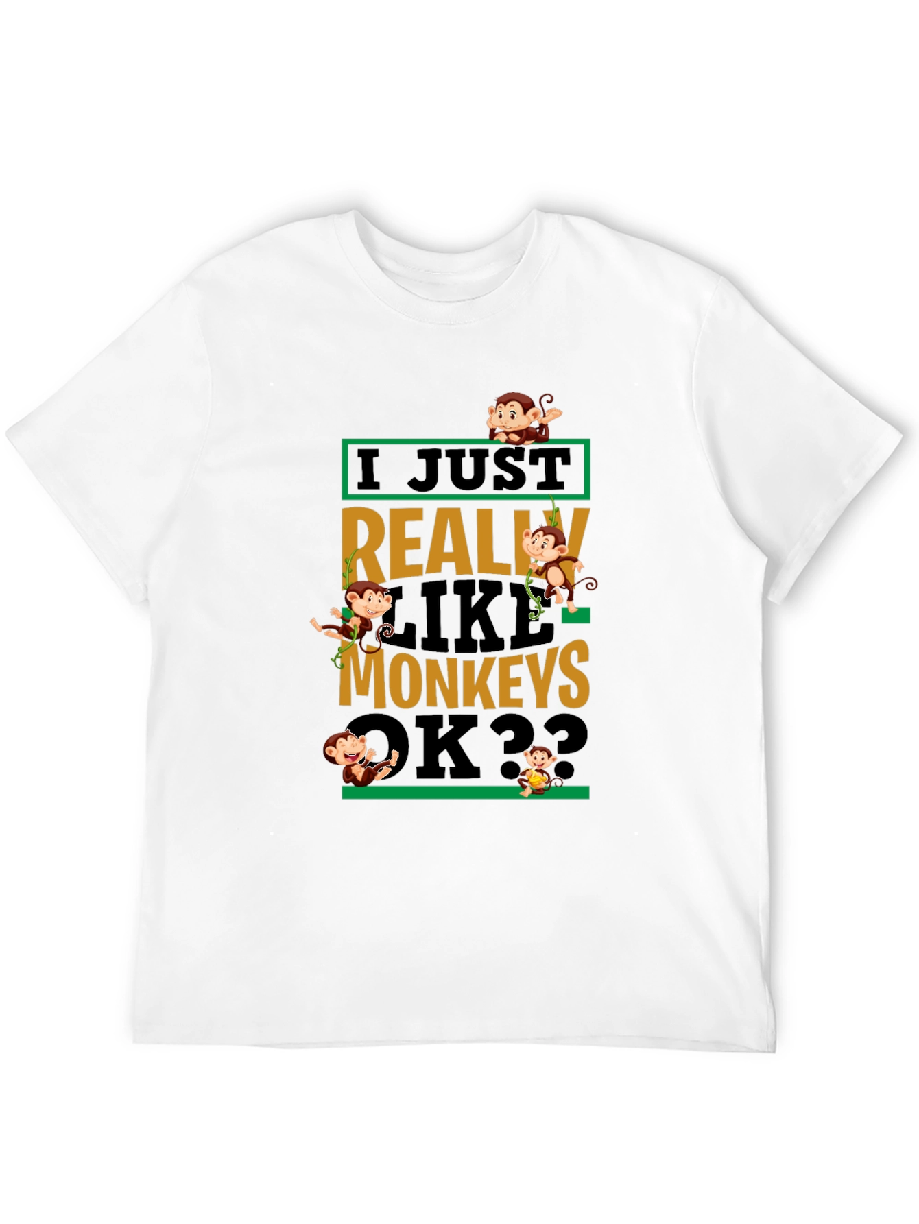 Black Monkey Graphic T-Shirt - I Just Really Like Monkeys OK?? view 12