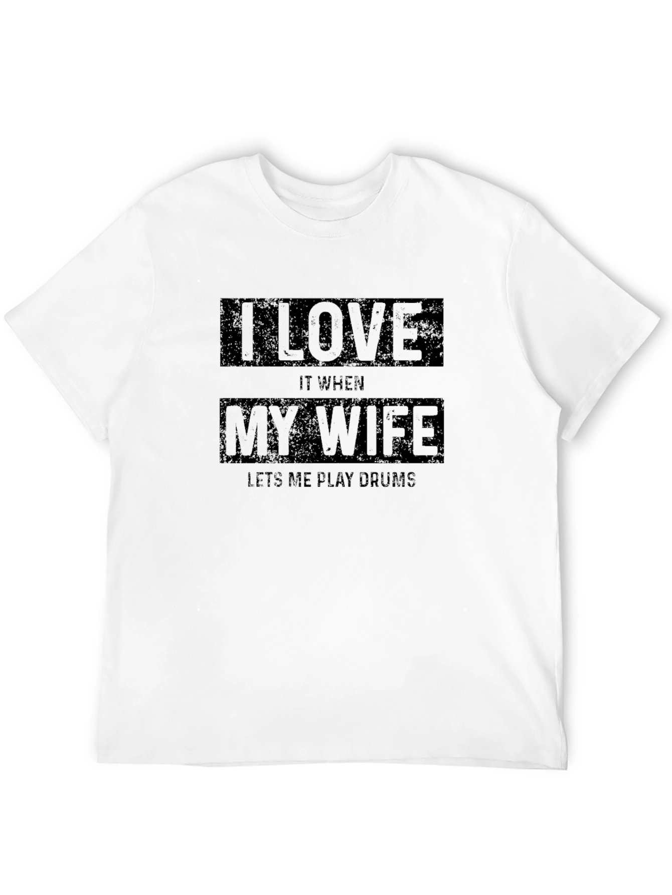 Black Funny Drummer T-Shirt - I Love My Wife - Black Cotton Tee view 12