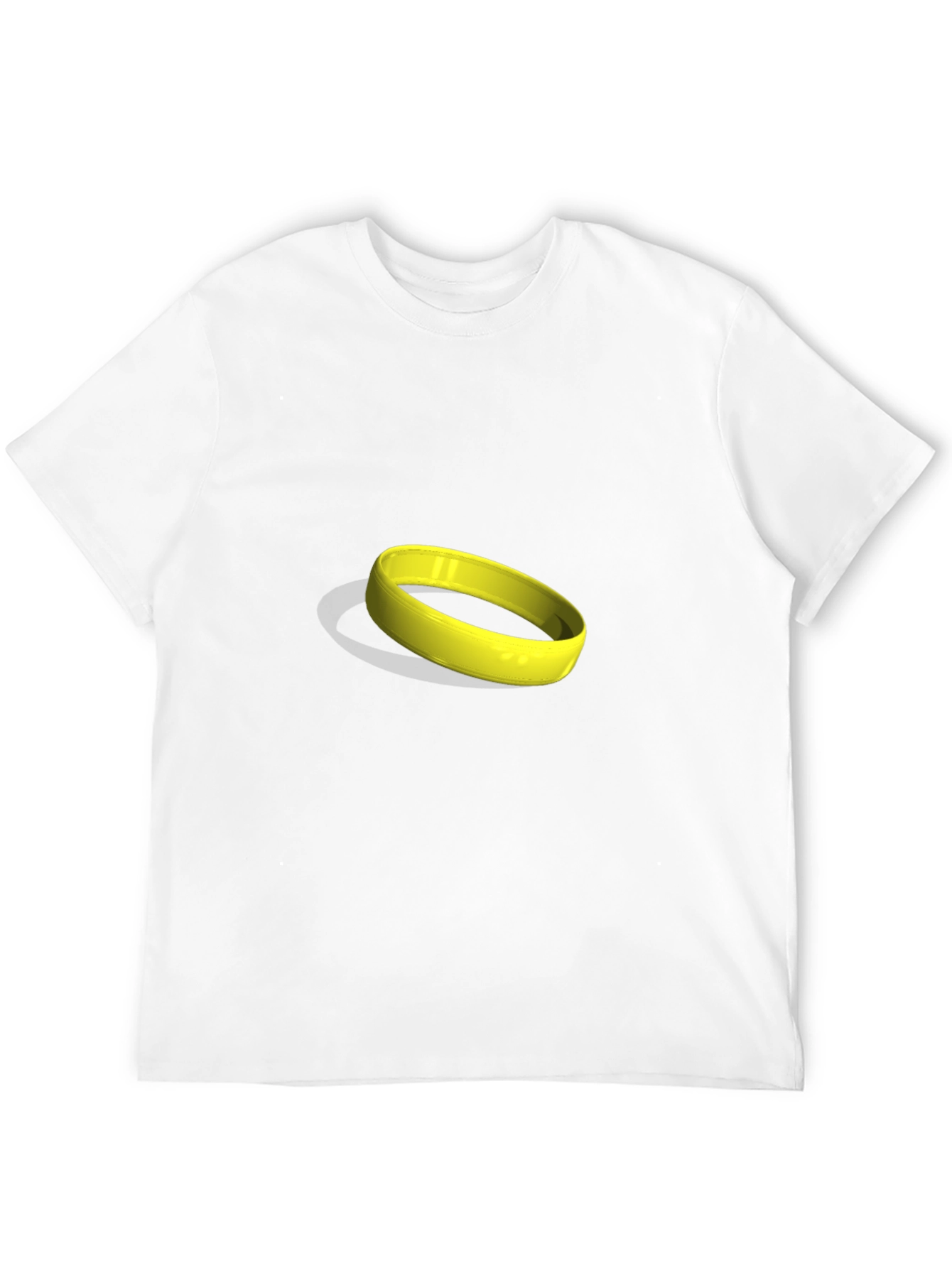 Black Men's Black T-Shirt with Yellow Ring Graphic view 12