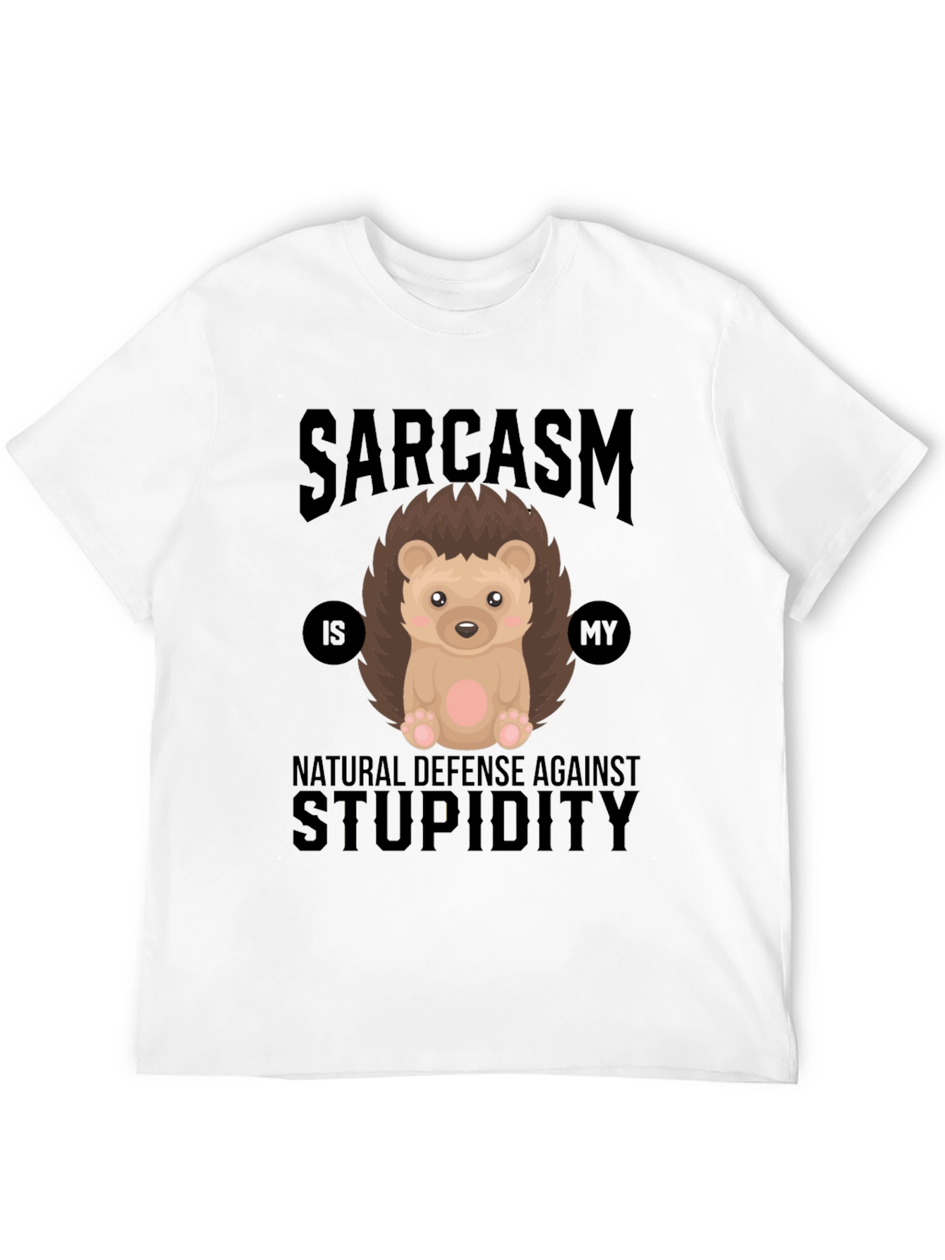 Black Sarcasm Hedgehog T-Shirt - Natural Defense view 12