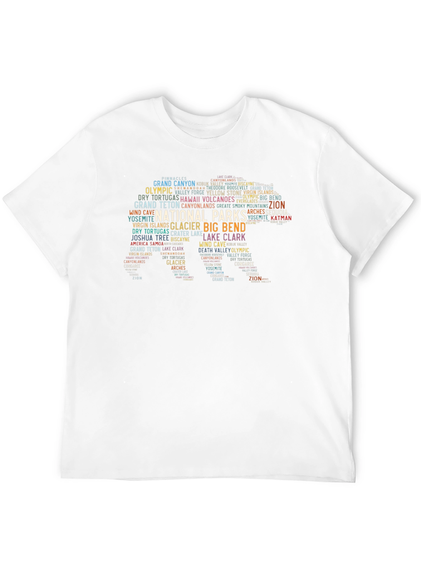 Black National Parks Word Art Graphic T-Shirt view 12